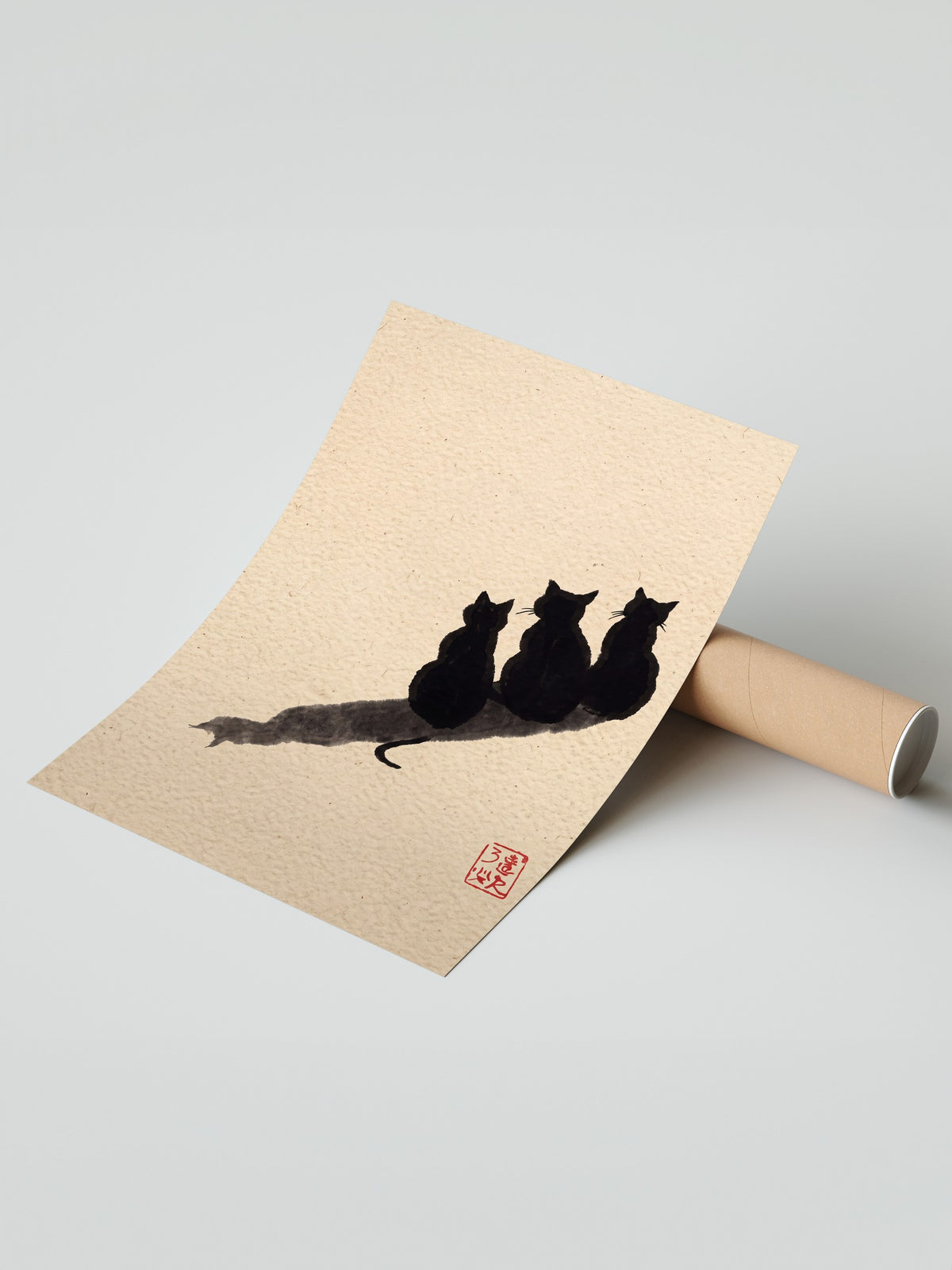 Üç Kedi ve Gölgeleri Çerçevesiz Poster