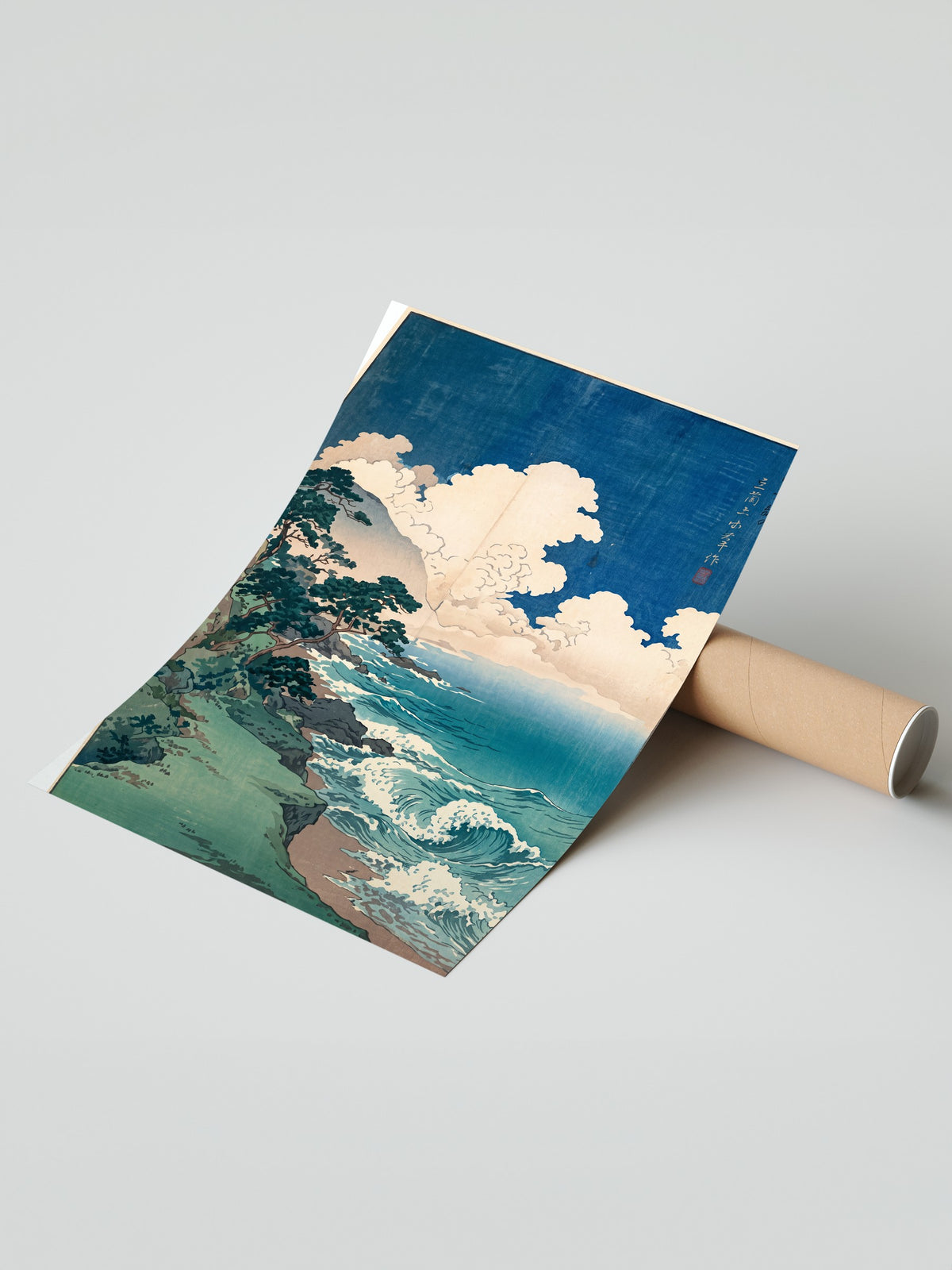 Fırtınalı Deniz Kıyısında Çam Ağaçları Çerçevesiz Poster