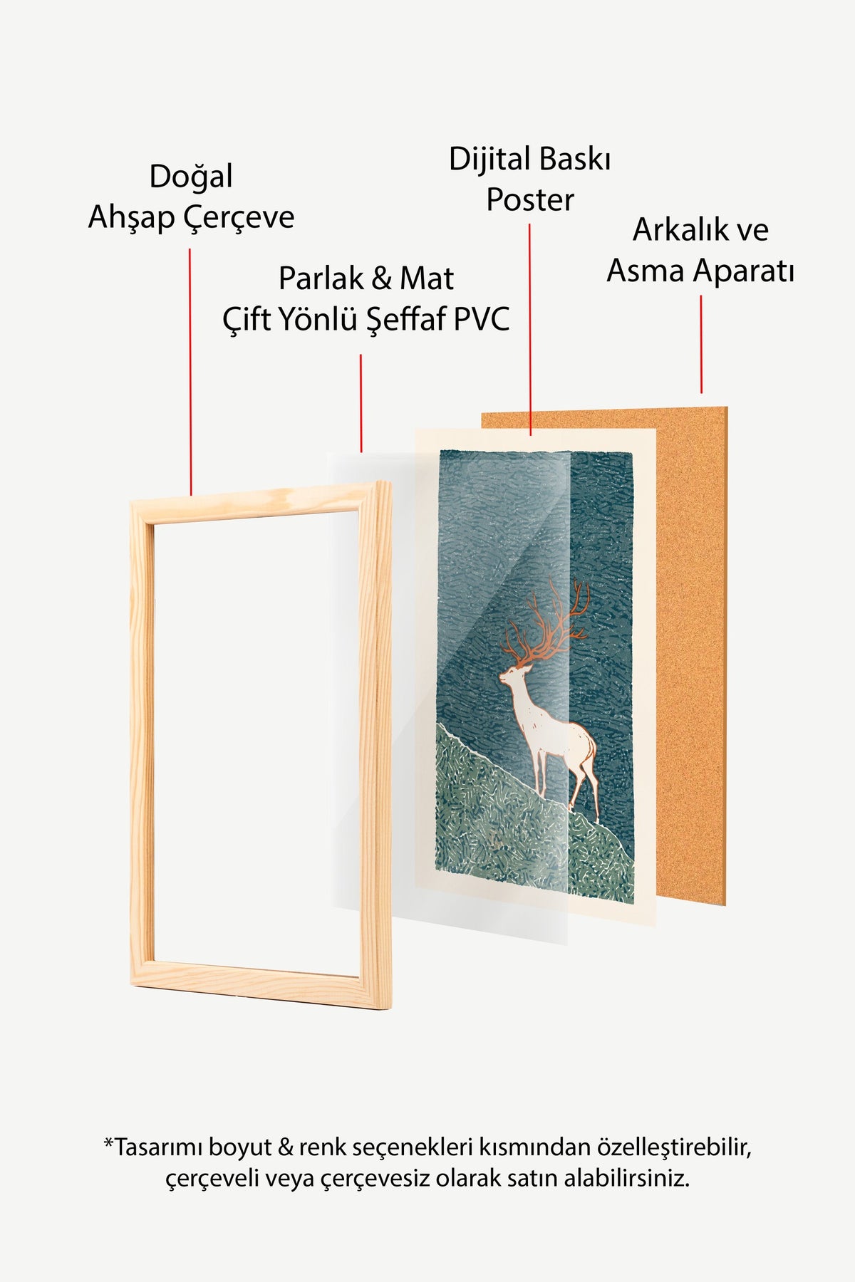 Tepede Duran Geyik Poster – Ahşap Çerçeveli Tablo