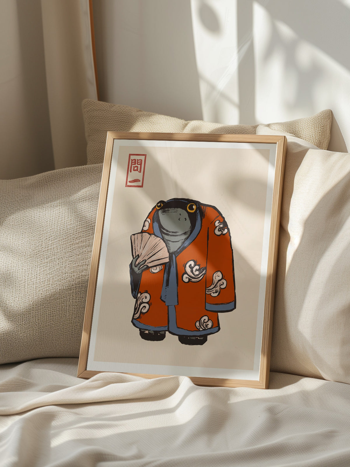 Kimonolu Kurbağa Poster – Ahşap Çerçeveli Tablo