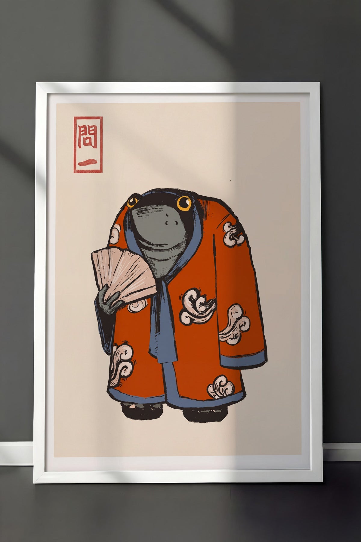 Kimonolu Kurbağa Poster – Beyaz Çerçeveli Tablo
