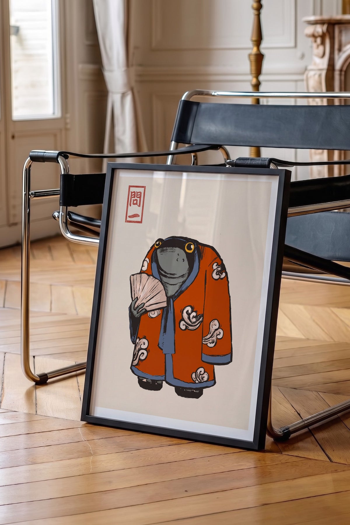 Kimonolu Kurbağa Poster – Siyah Çerçeveli Tablo