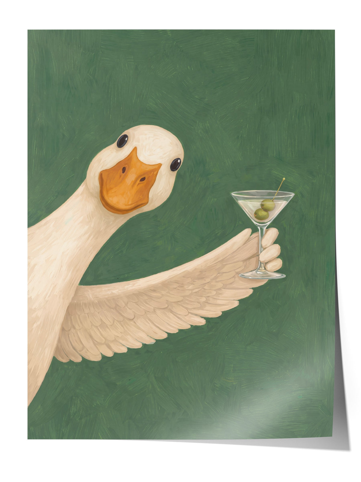 Martini Kadehli Şık Ördek Çerçevesiz Poster