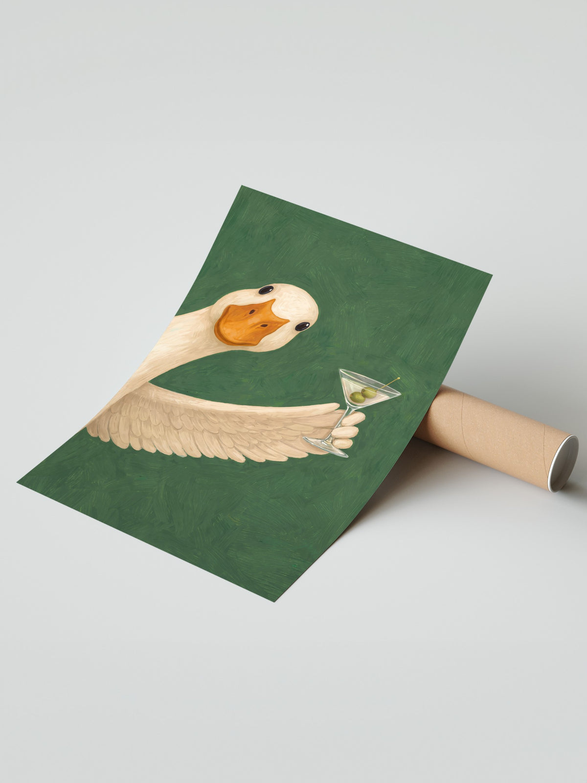 Martini Kadehli Şık Ördek Çerçevesiz Poster
