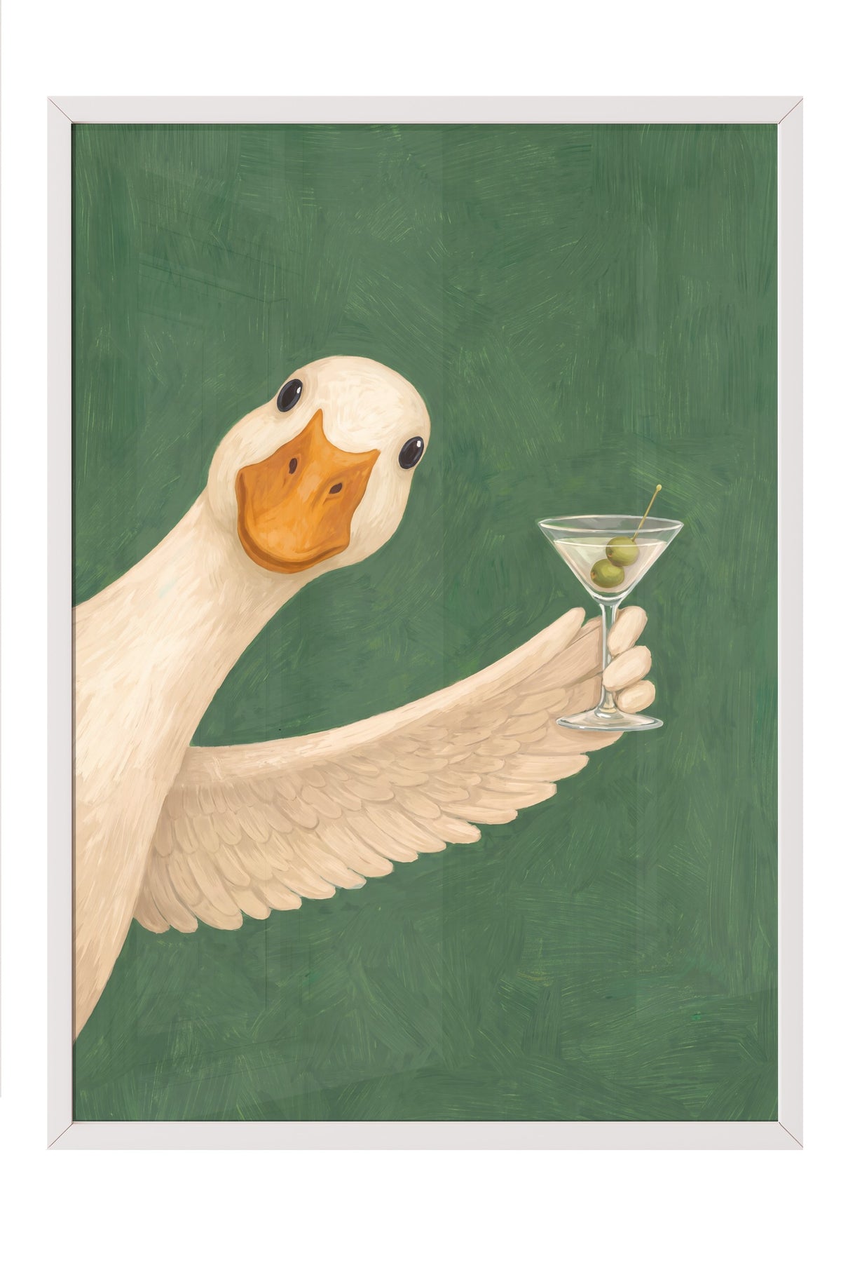 Martini Kadehli Şık Ördek Poster – Beyaz Çerçeveli Tablo