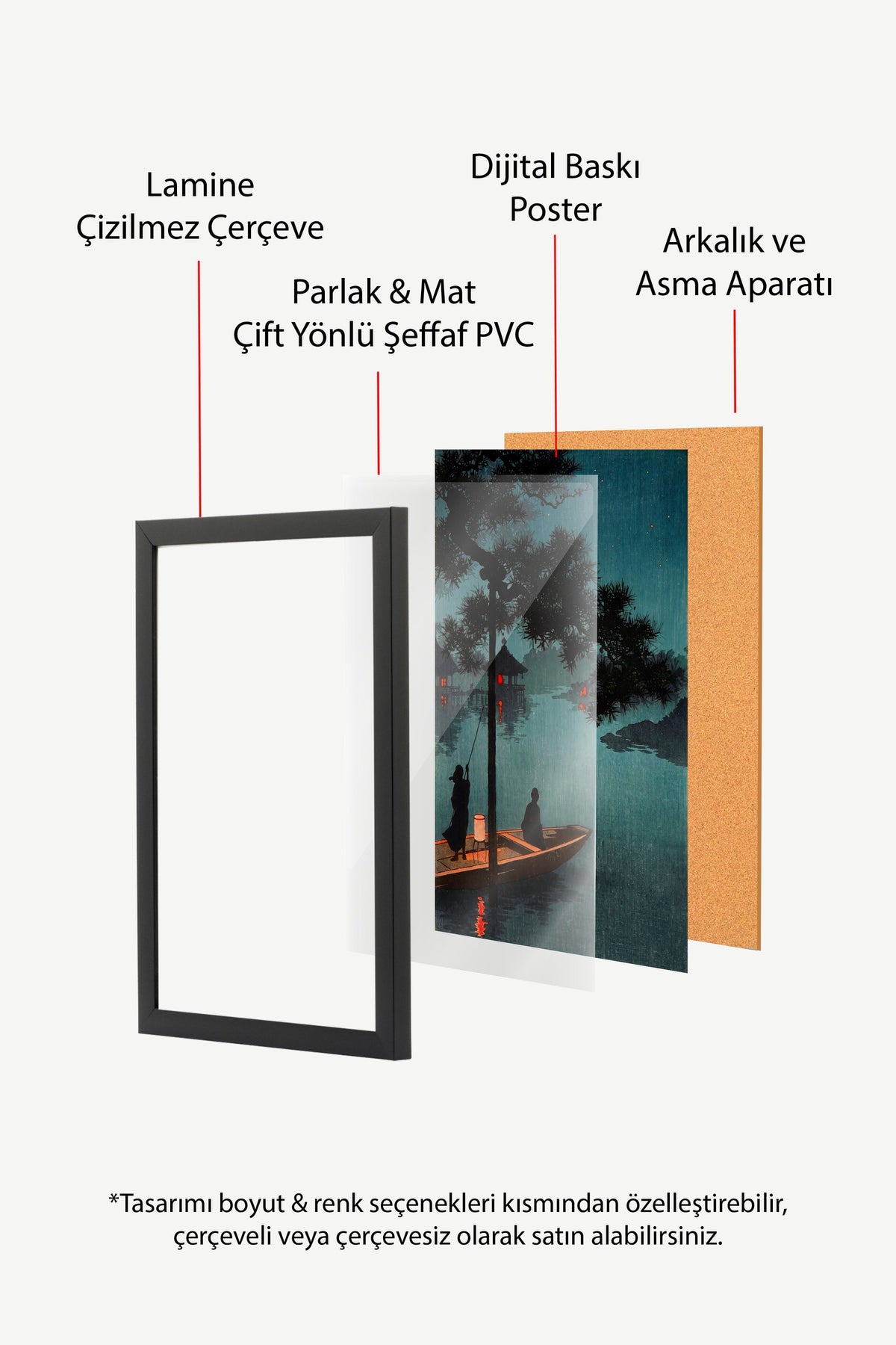 Ay Işığında Nehir Manzarası Poster – Siyah Çerçeveli Tablo