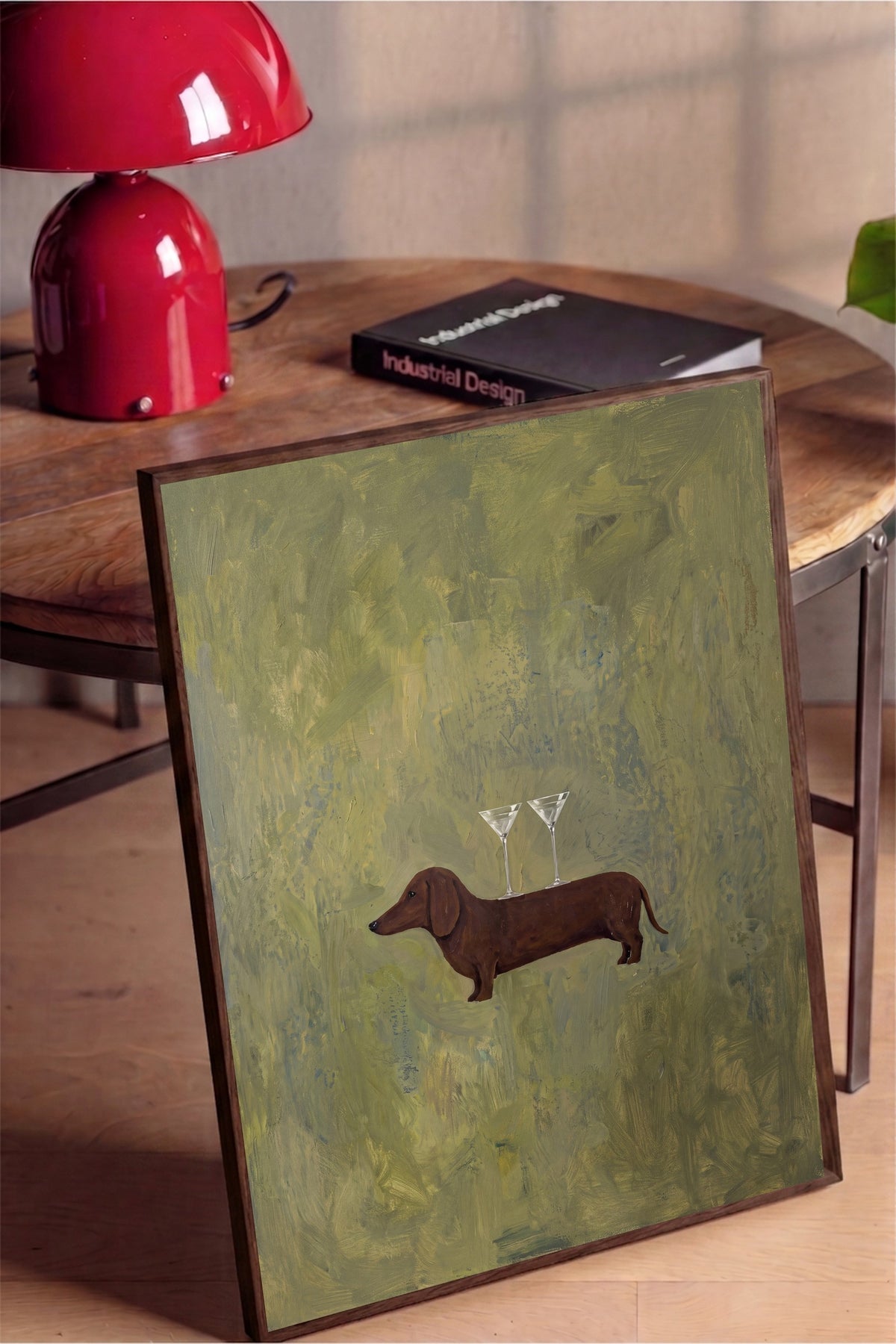 Martinili Dachshund Poster – Kahverengi Çerçeveli Tablo