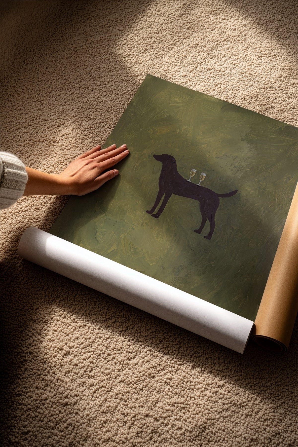 Kadeh Tutan Köpek Çerçevesiz Poster