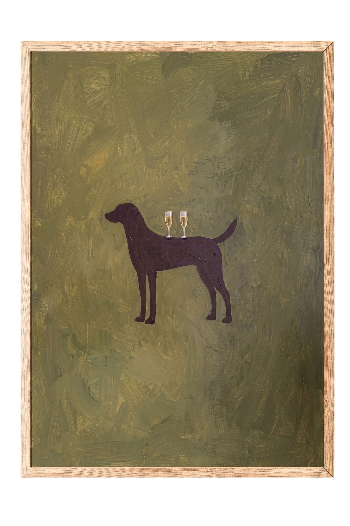 Kadeh Tutan Köpek Poster – Ahşap Çerçeveli Tablo
