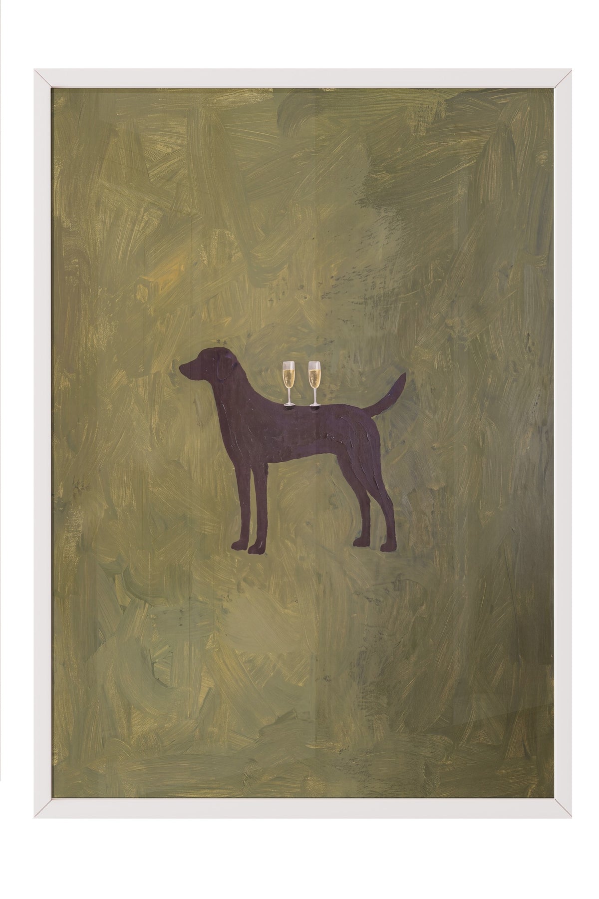 Kadeh Tutan Köpek Poster – Beyaz Çerçeveli Tablo