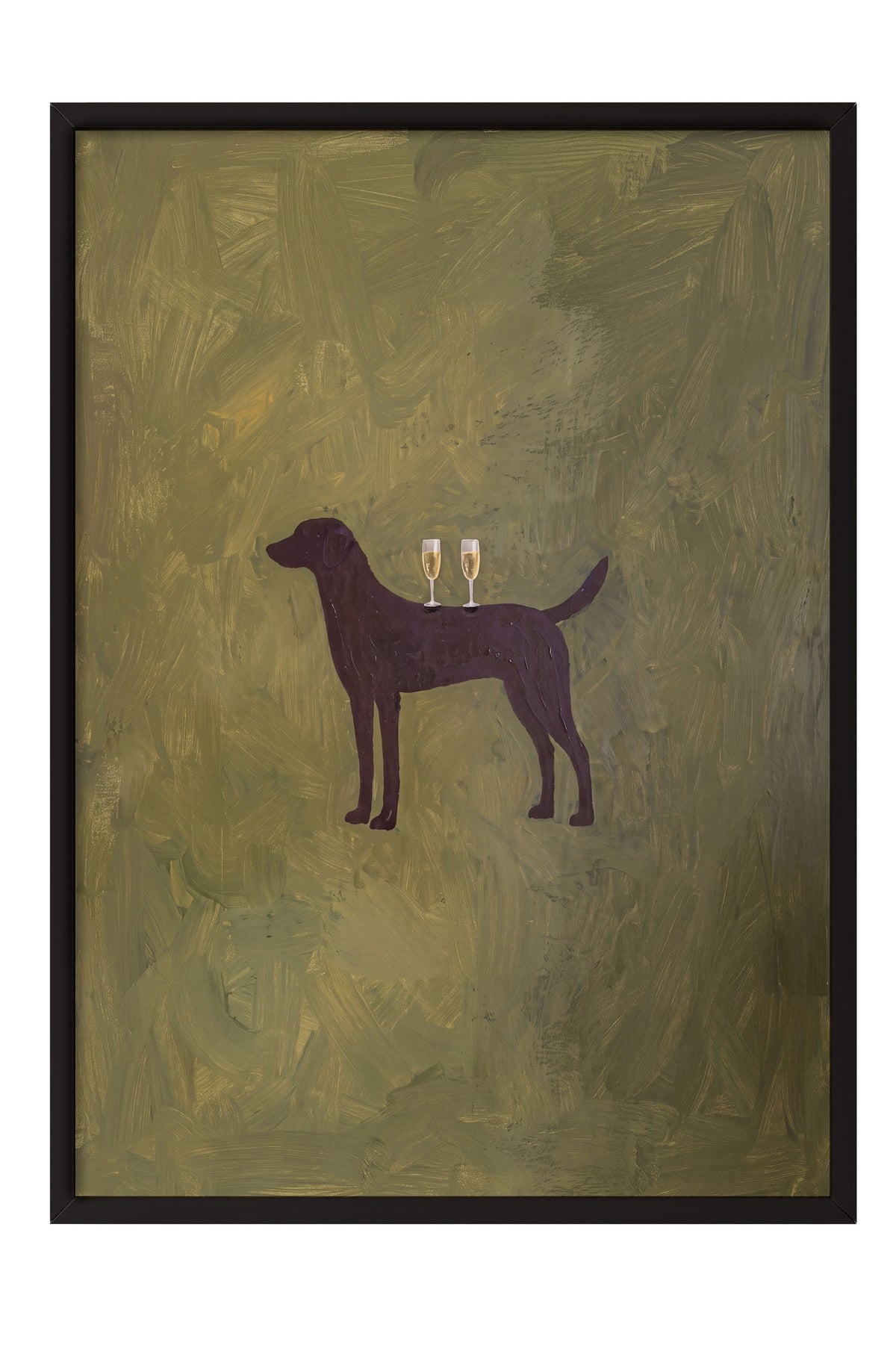 Kadeh Tutan Köpek Poster – Siyah Çerçeveli Tablo