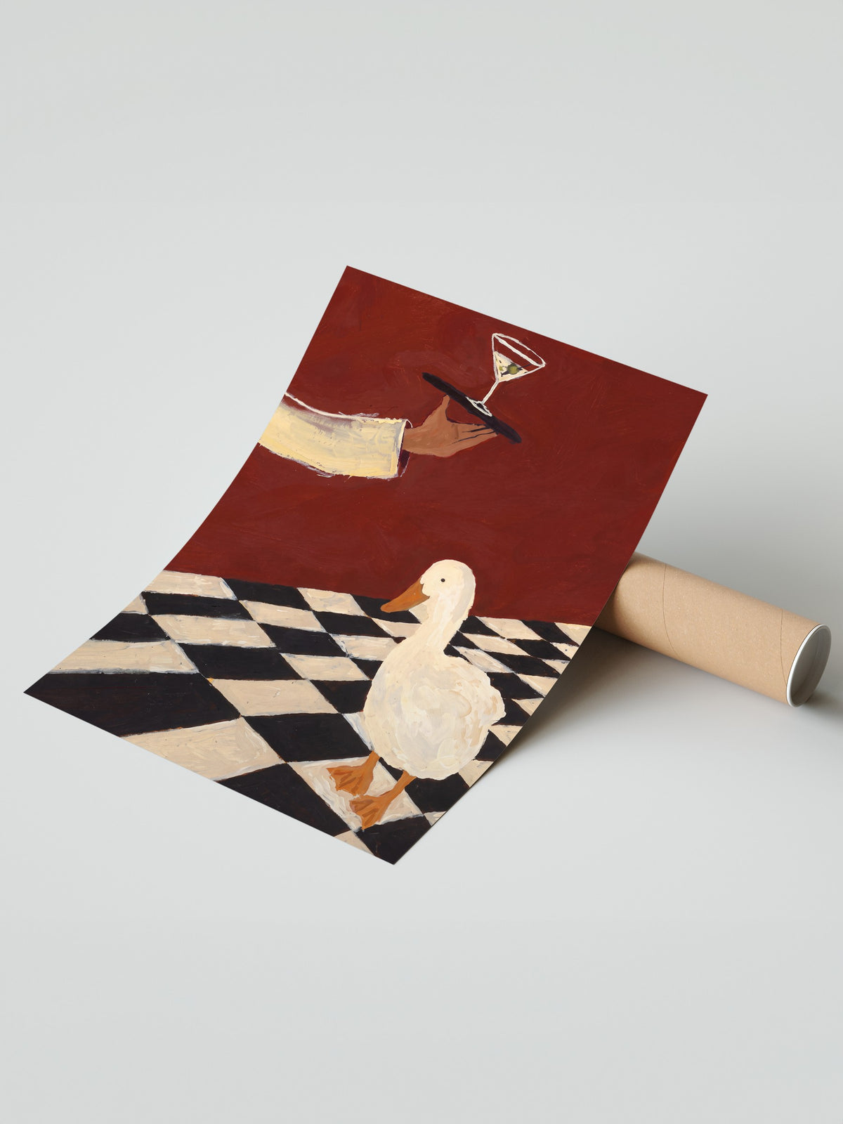 Zarif Ördeğe Martini İkramı Çerçevesiz Poster