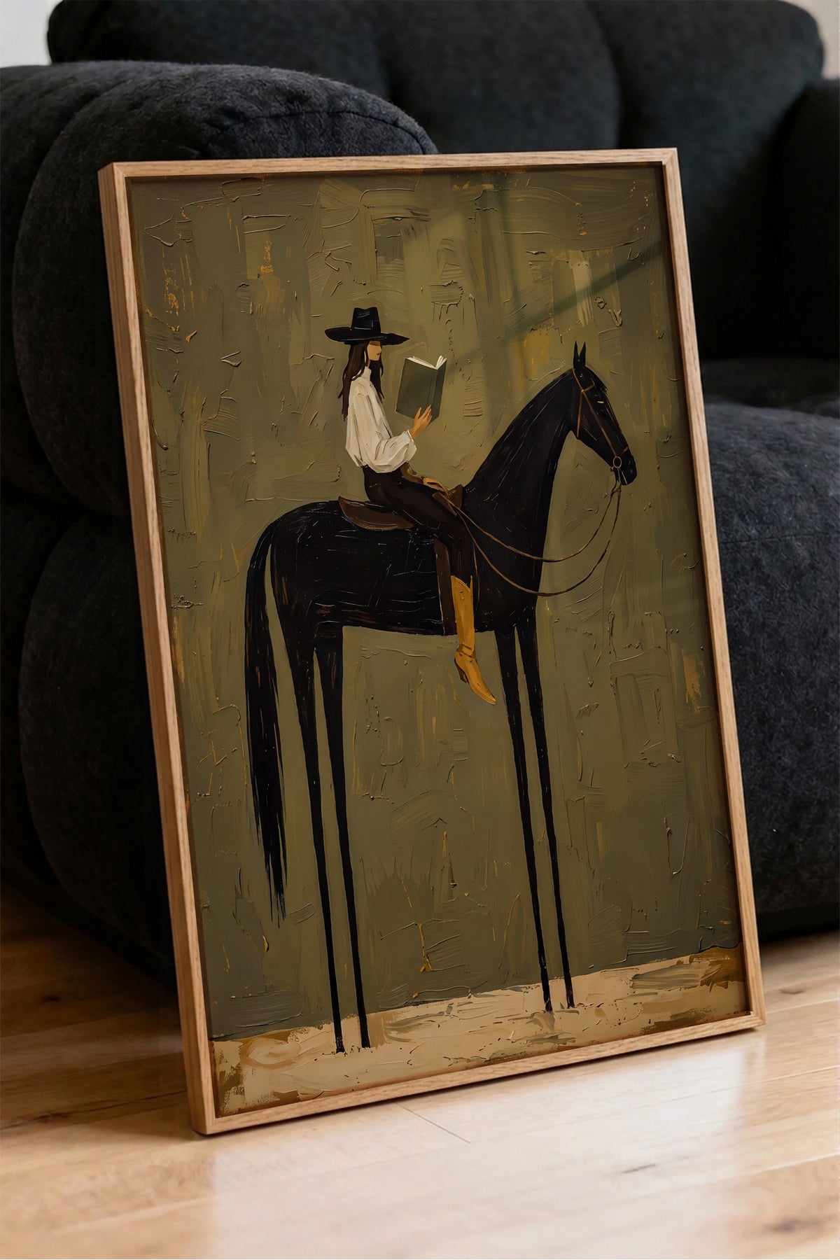 Kitap Okuyan Atlı Figür Poster – Ahşap Çerçeveli Tablo