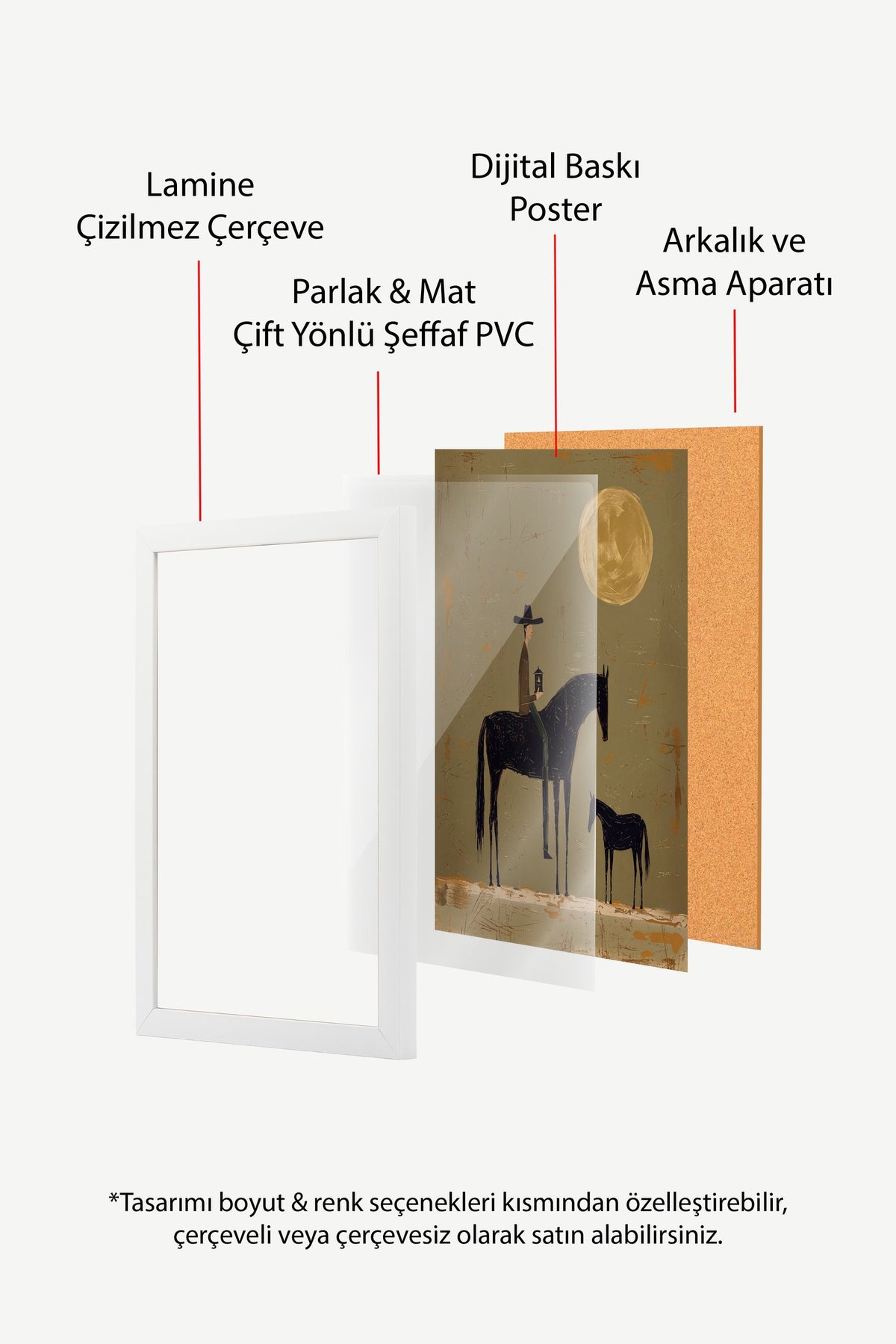 Ay Işığında Atlı Figür Poster – Beyaz Çerçeveli Tablo