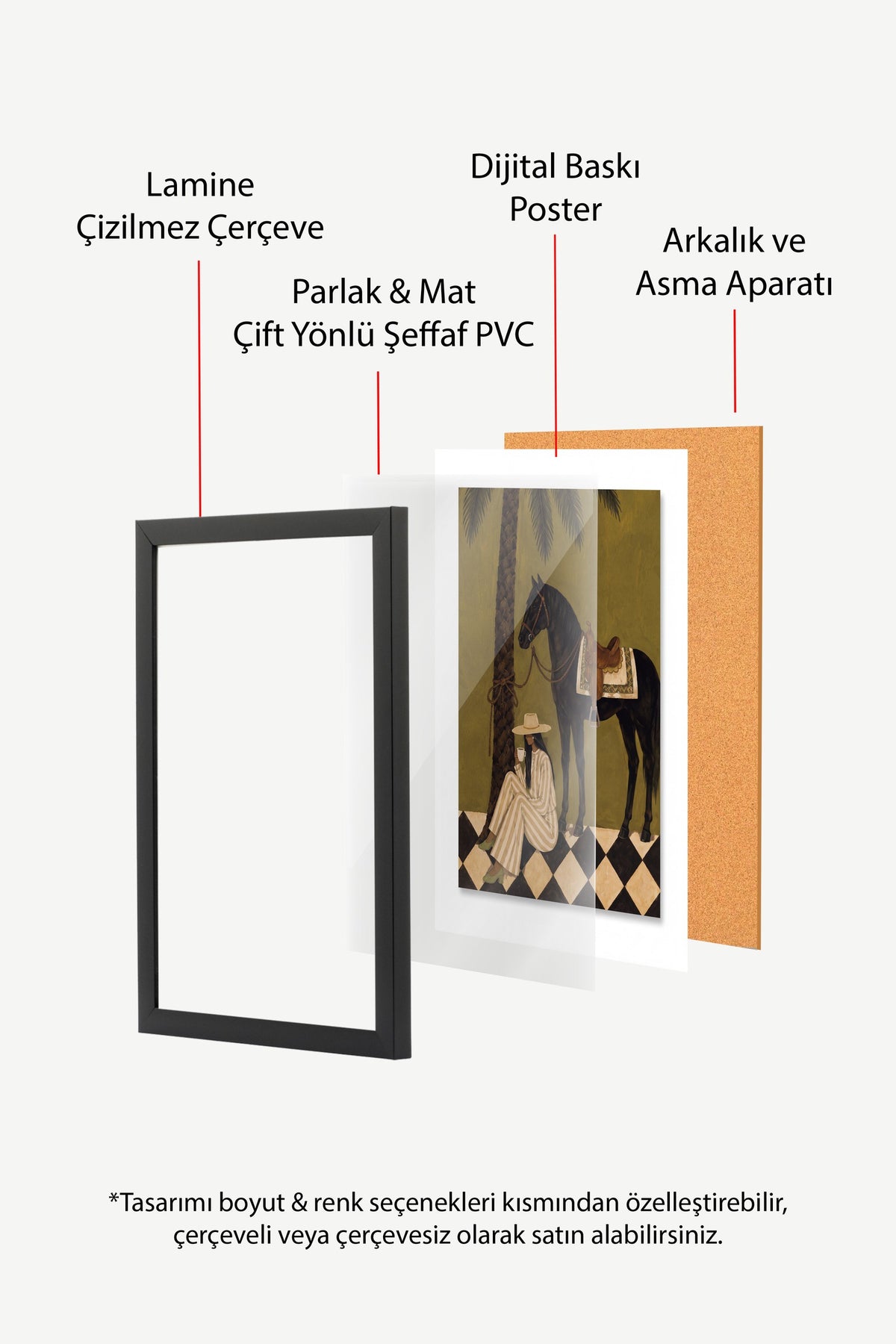 Palmiye Altında Kahve Molası Poster – Siyah Çerçeveli Tablo