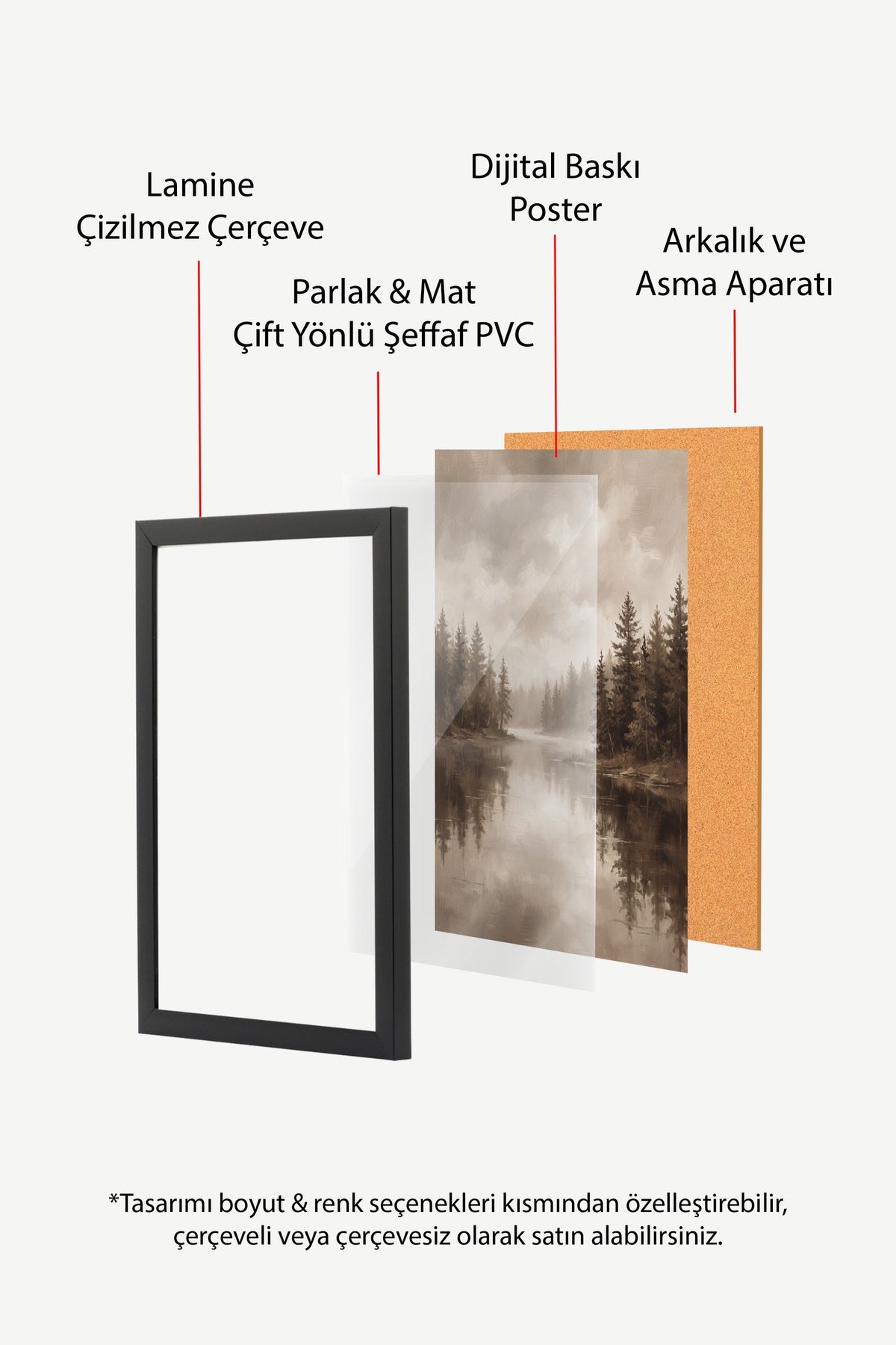 Sisli Göl Manzarası Poster – Siyah Çerçeveli Tablo
