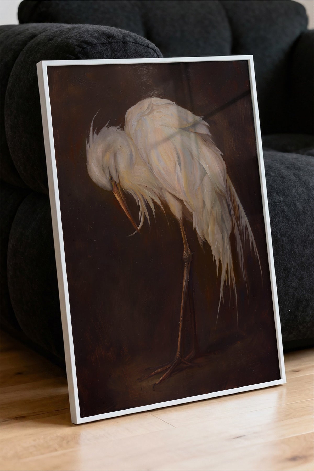 Zarafetle Eğilen Balıkçıl Poster – Beyaz Çerçeveli Tablo