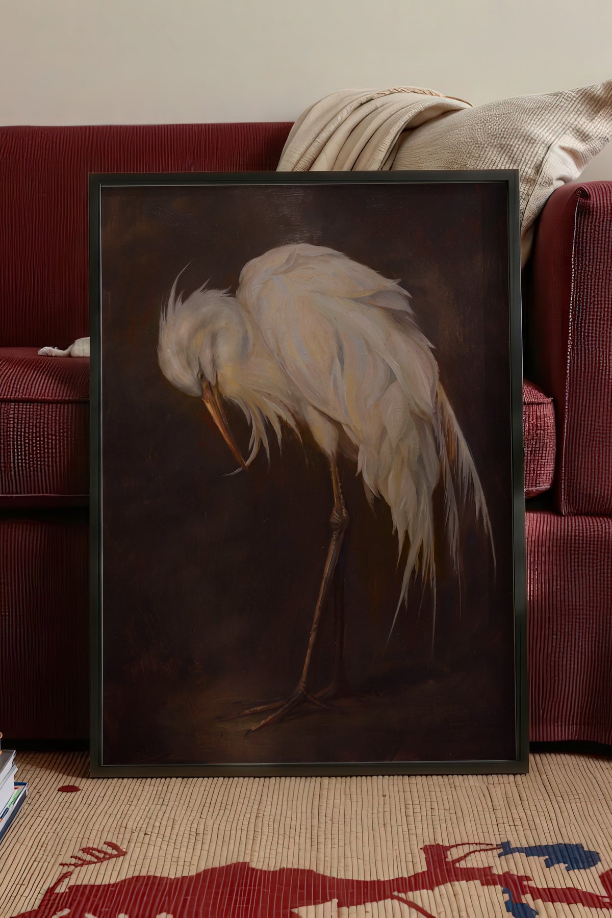 Zarafetle Eğilen Balıkçıl Poster – Siyah Çerçeveli Tablo