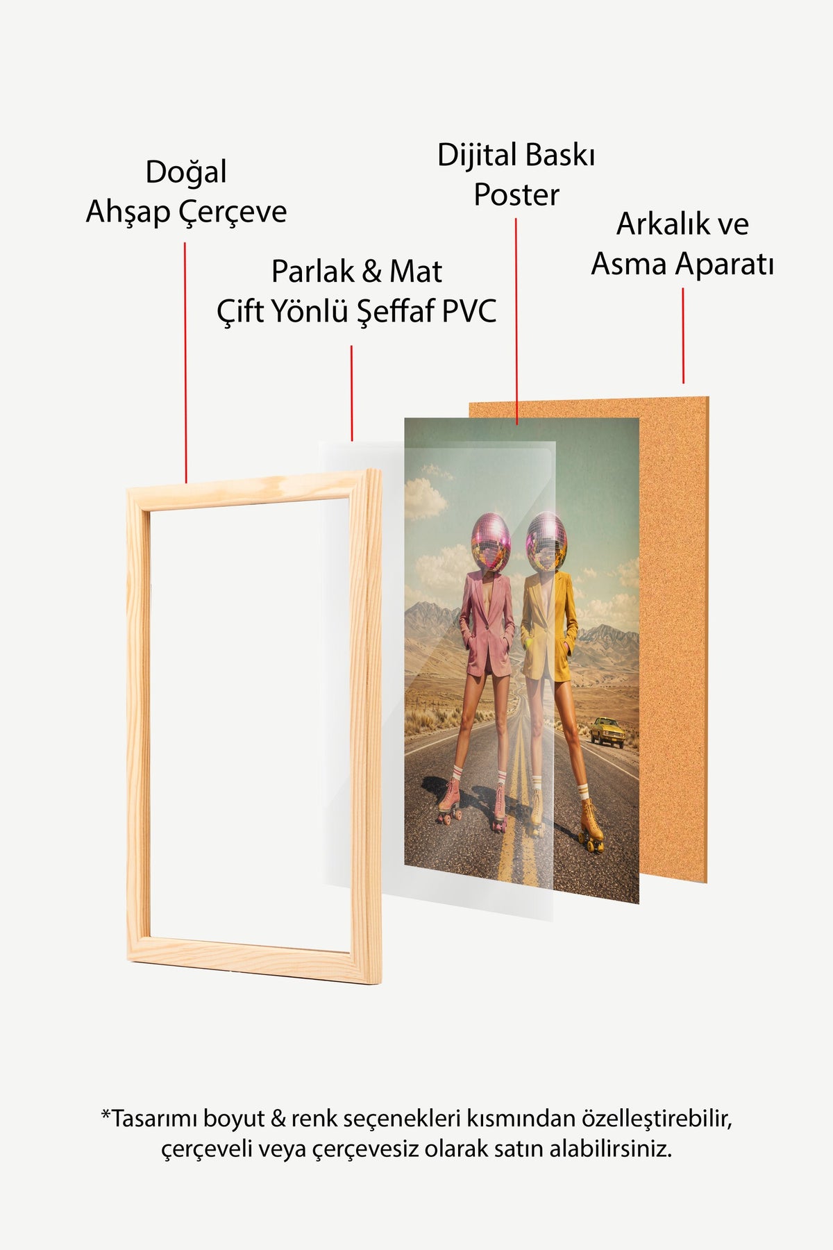 Disko Toplu İkiz Patenciler Poster – Ahşap Çerçeveli Tablo