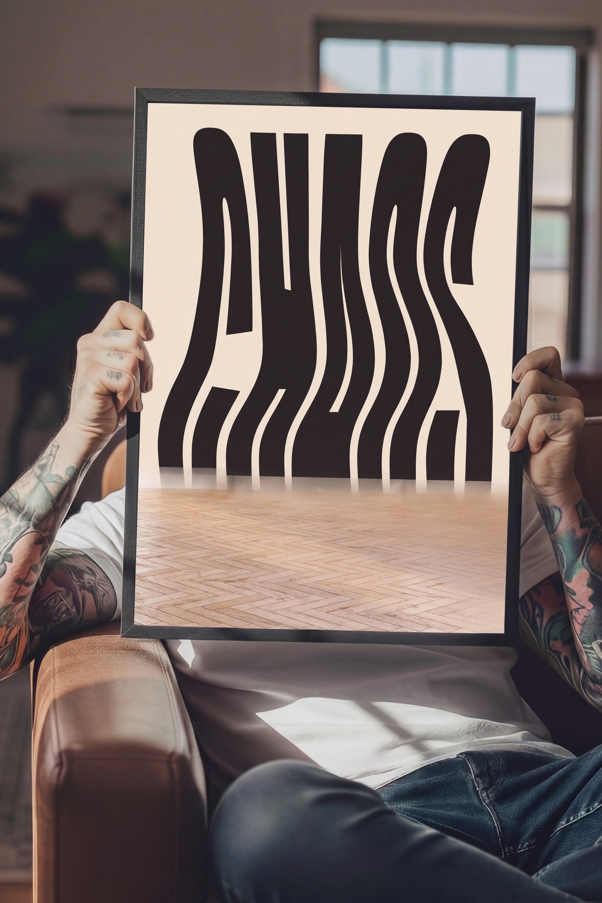 Dalgalı Kaos Yazısı Poster – Siyah Çerçeveli Tablo