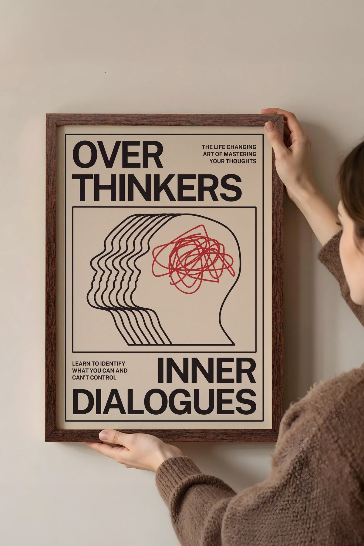 Aşırı Düşünenlerin İç Sesi Poster – Kahverengi Çerçeveli Tablo
