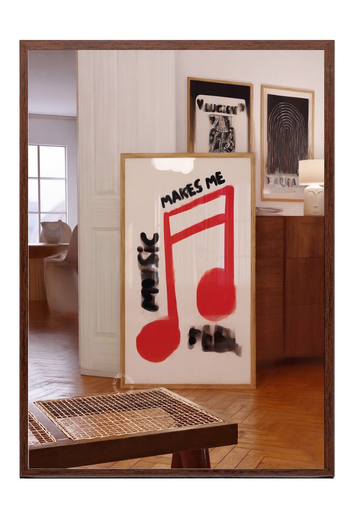 Müzik Ruhu Nota Kompozisyonu Poster – Kahverengi Çerçeveli Tablo
