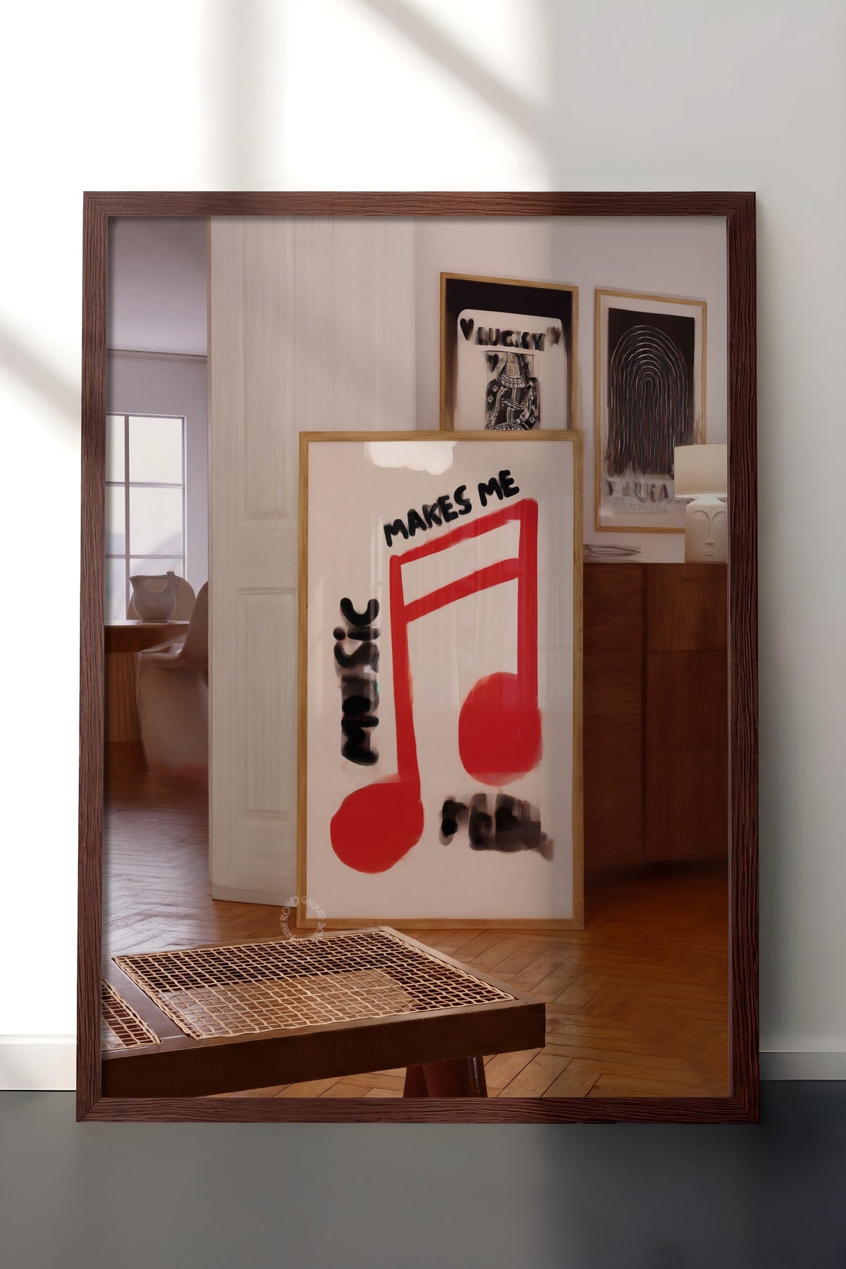 Müzik Ruhu Nota Kompozisyonu Poster – Kahverengi Çerçeveli Tablo