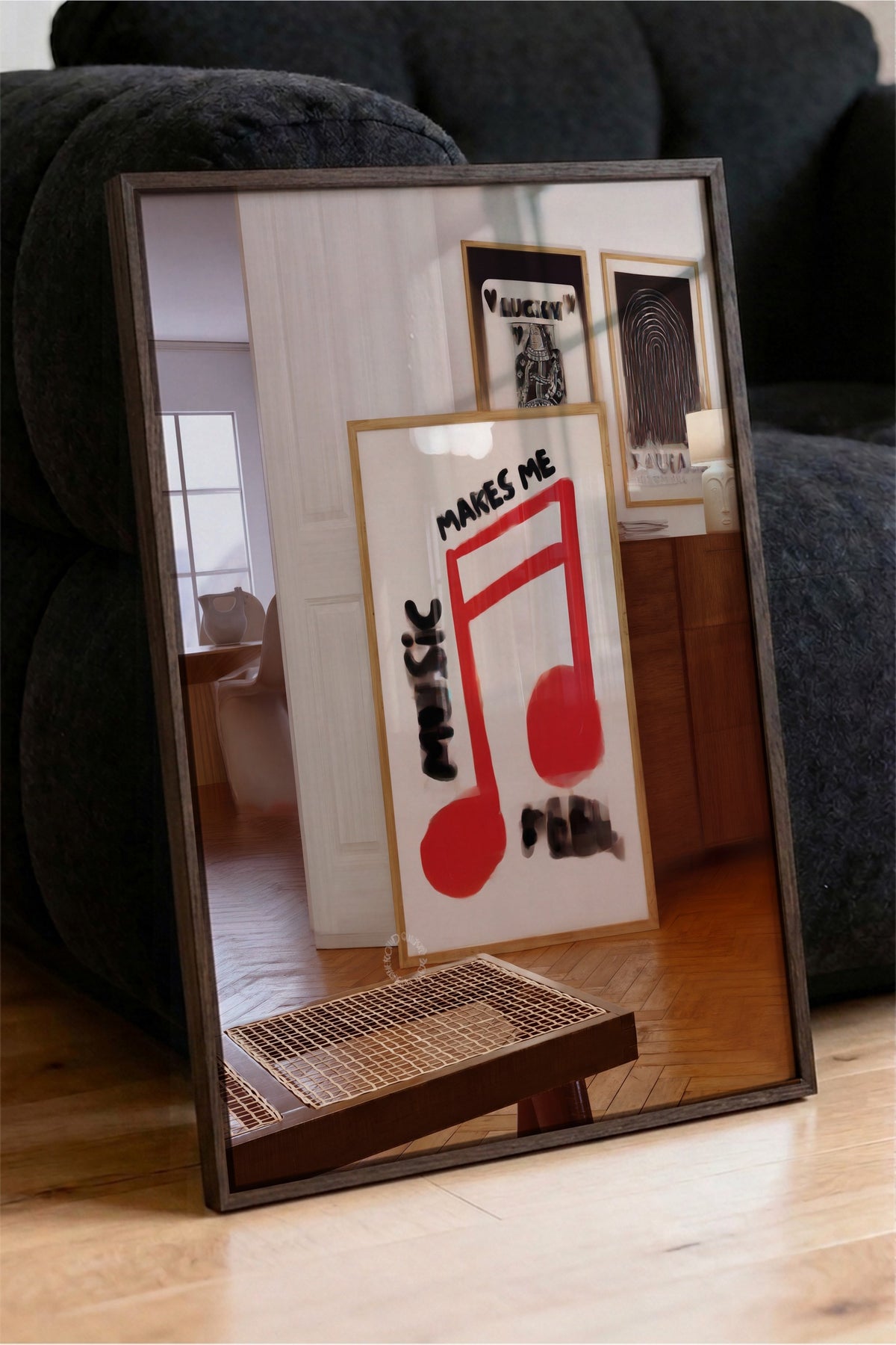 Müzik Ruhu Nota Kompozisyonu Poster – Kahverengi Çerçeveli Tablo