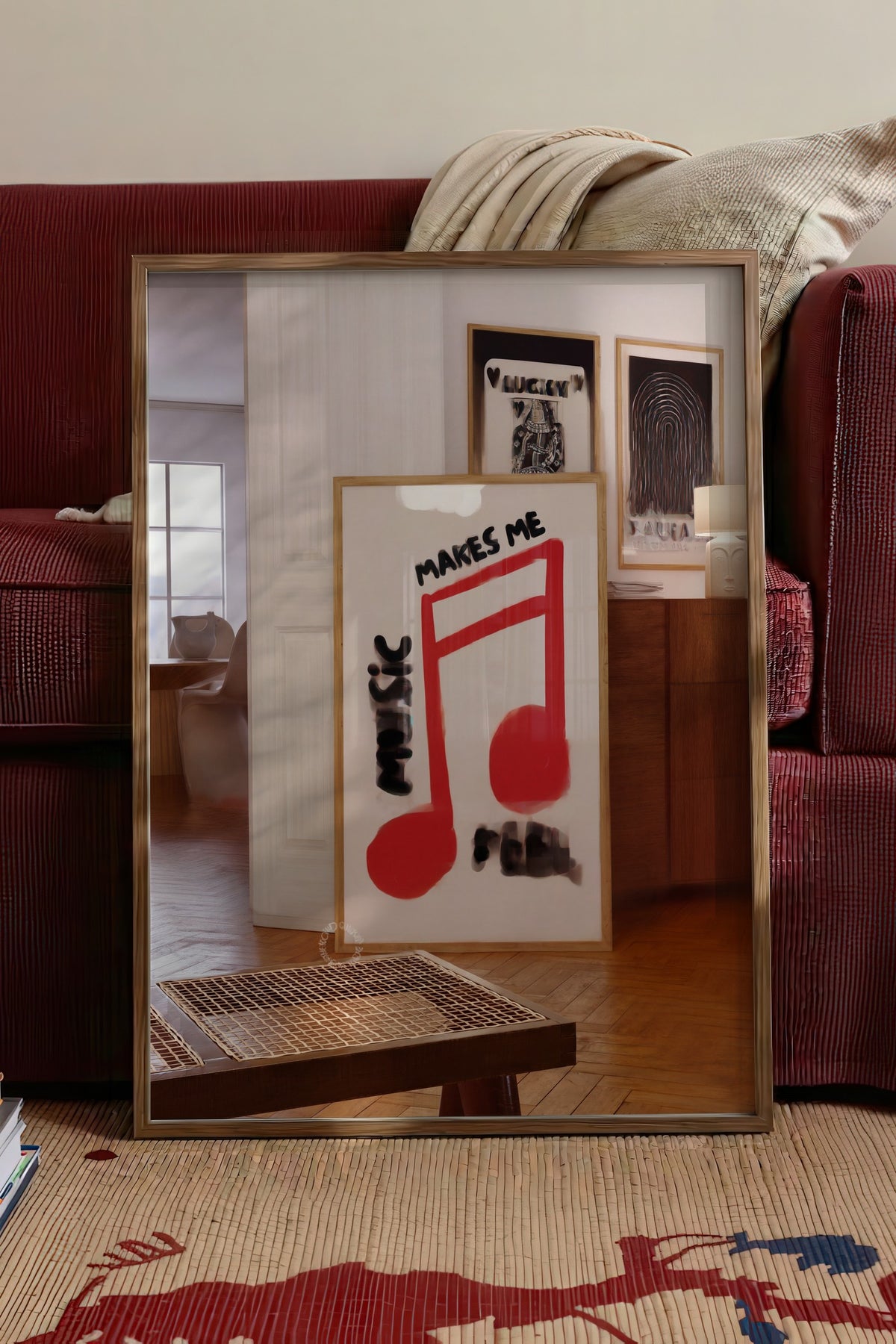 Müzik Ruhu Nota Kompozisyonu Poster – Kahverengi Çerçeveli Tablo