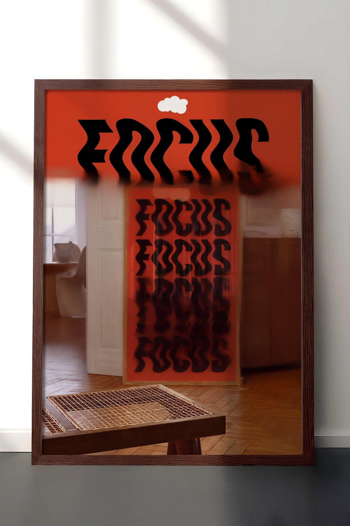 Odak Yazı Kompozisyonu Poster – Kahverengi Çerçeveli Tablo