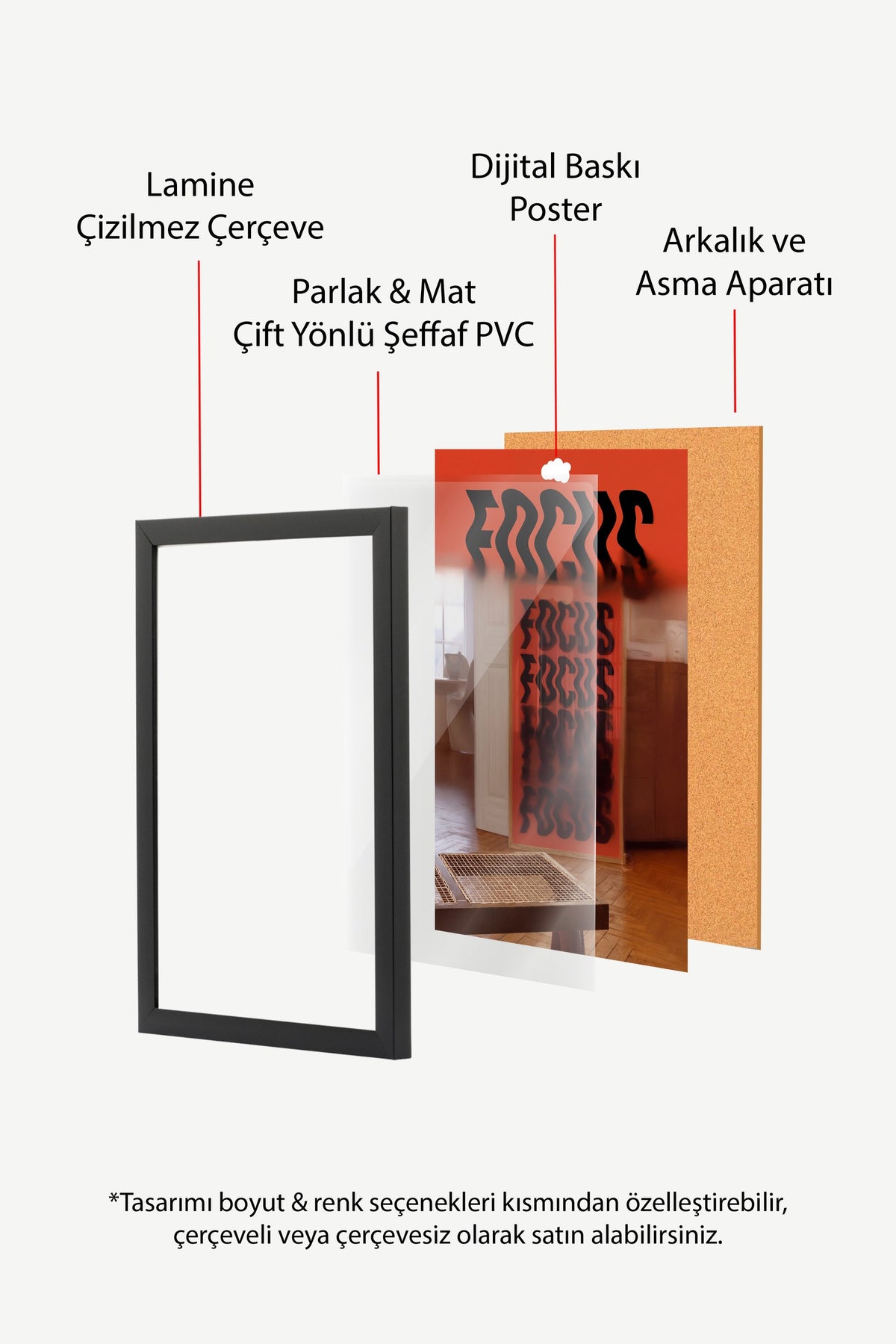 Odak Yazı Kompozisyonu Poster – Siyah Çerçeveli Tablo