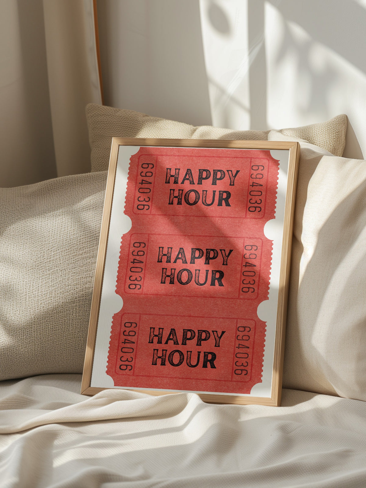 Happy Hour Bilet Serisi Poster – Ahşap Çerçeveli Tablo