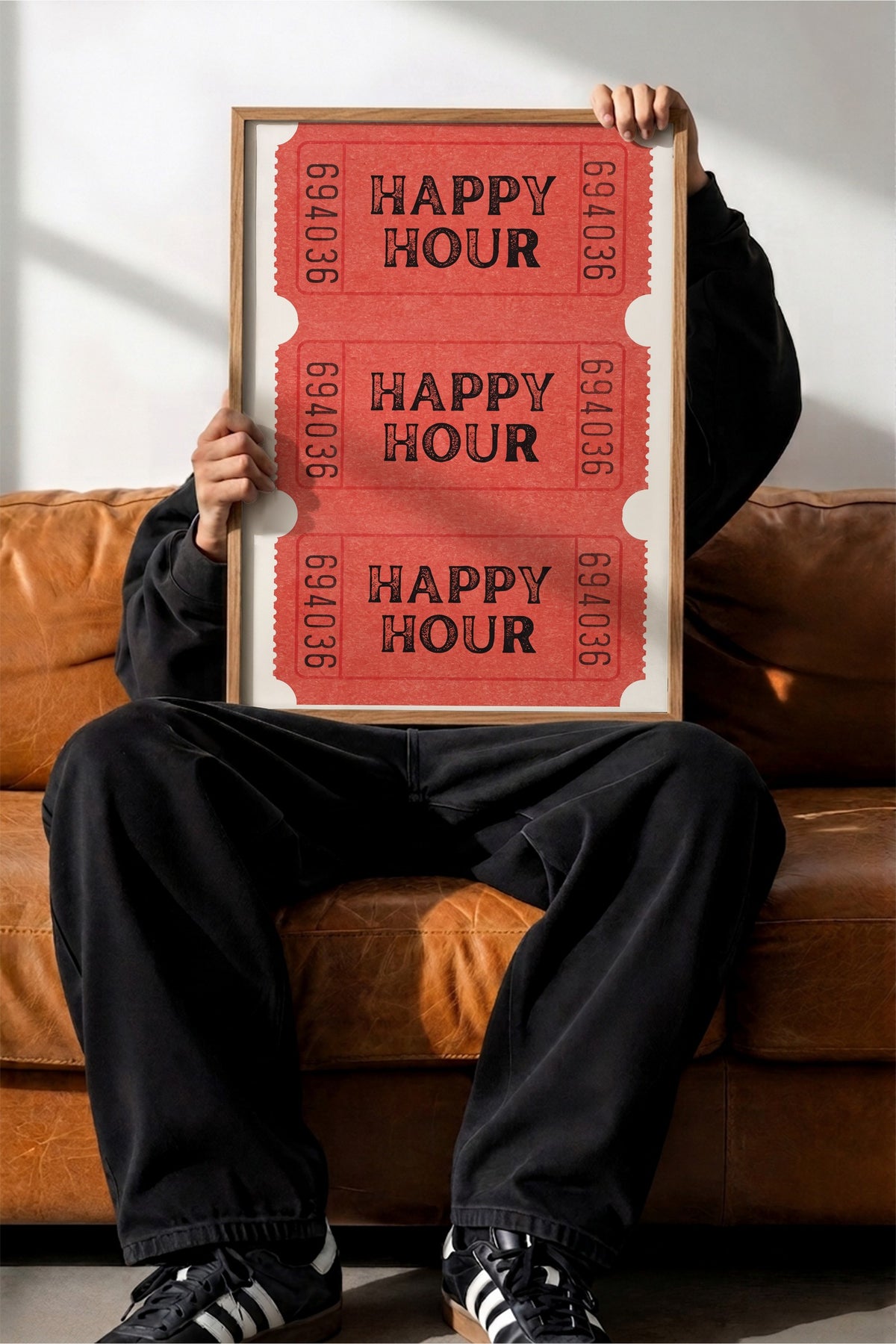 Happy Hour Bilet Serisi Poster – Ahşap Çerçeveli Tablo