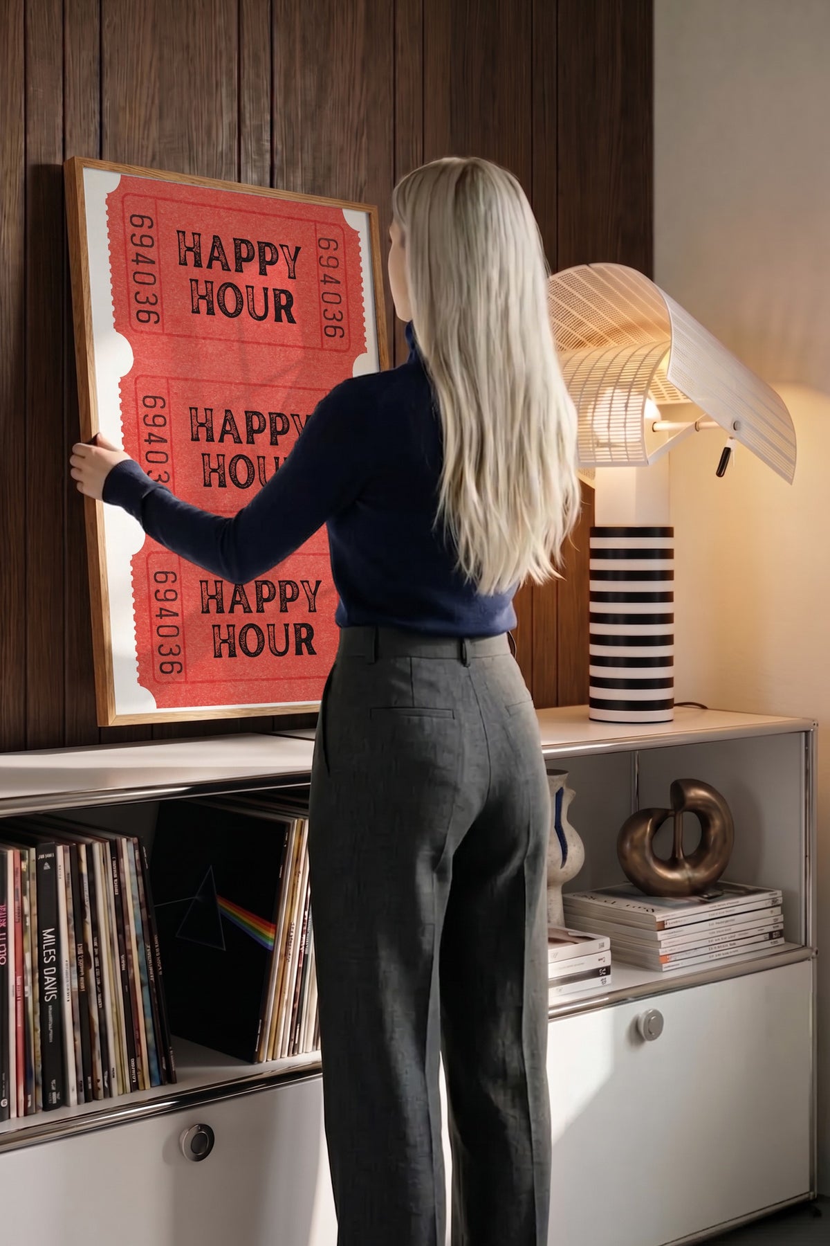 Happy Hour Bilet Serisi Poster – Ahşap Çerçeveli Tablo