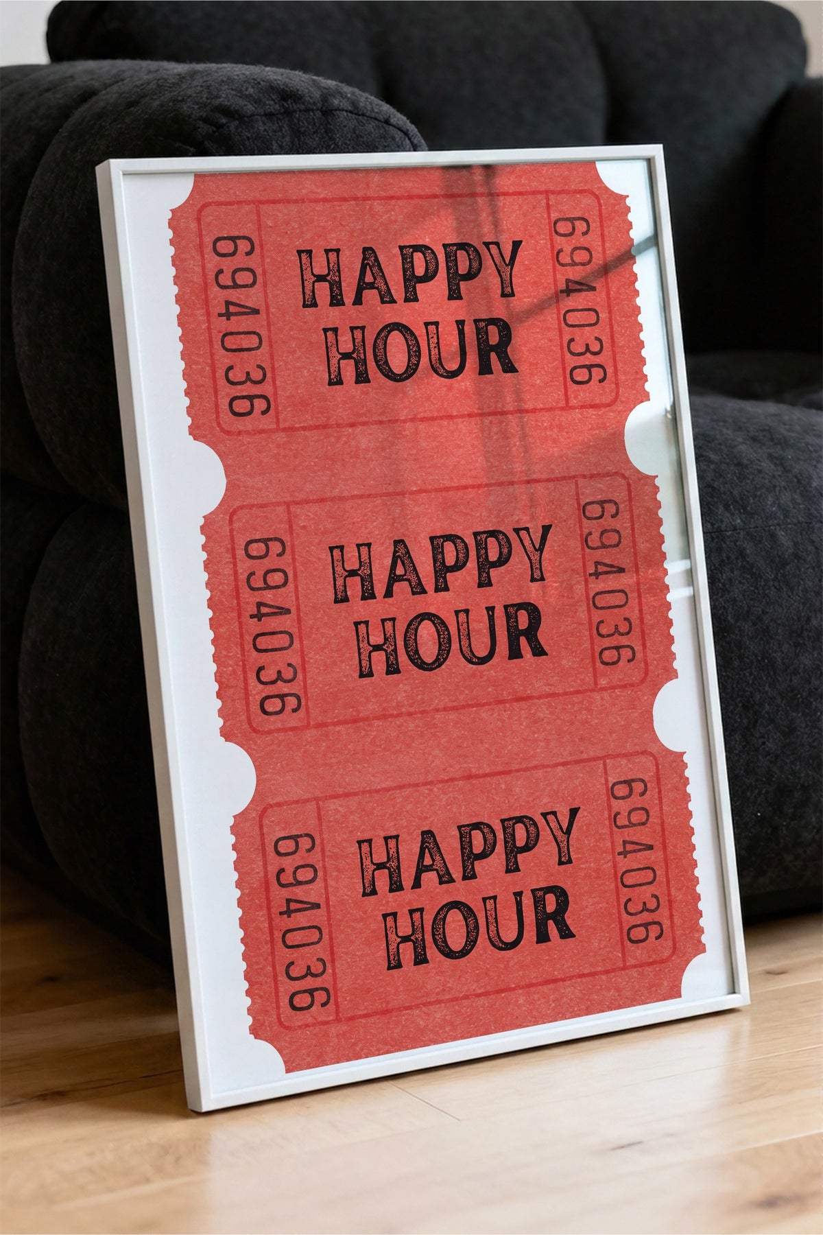 Happy Hour Bilet Serisi Poster – Beyaz Çerçeveli Tablo