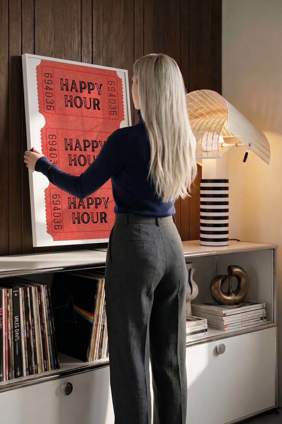 Happy Hour Bilet Serisi Poster – Beyaz Çerçeveli Tablo