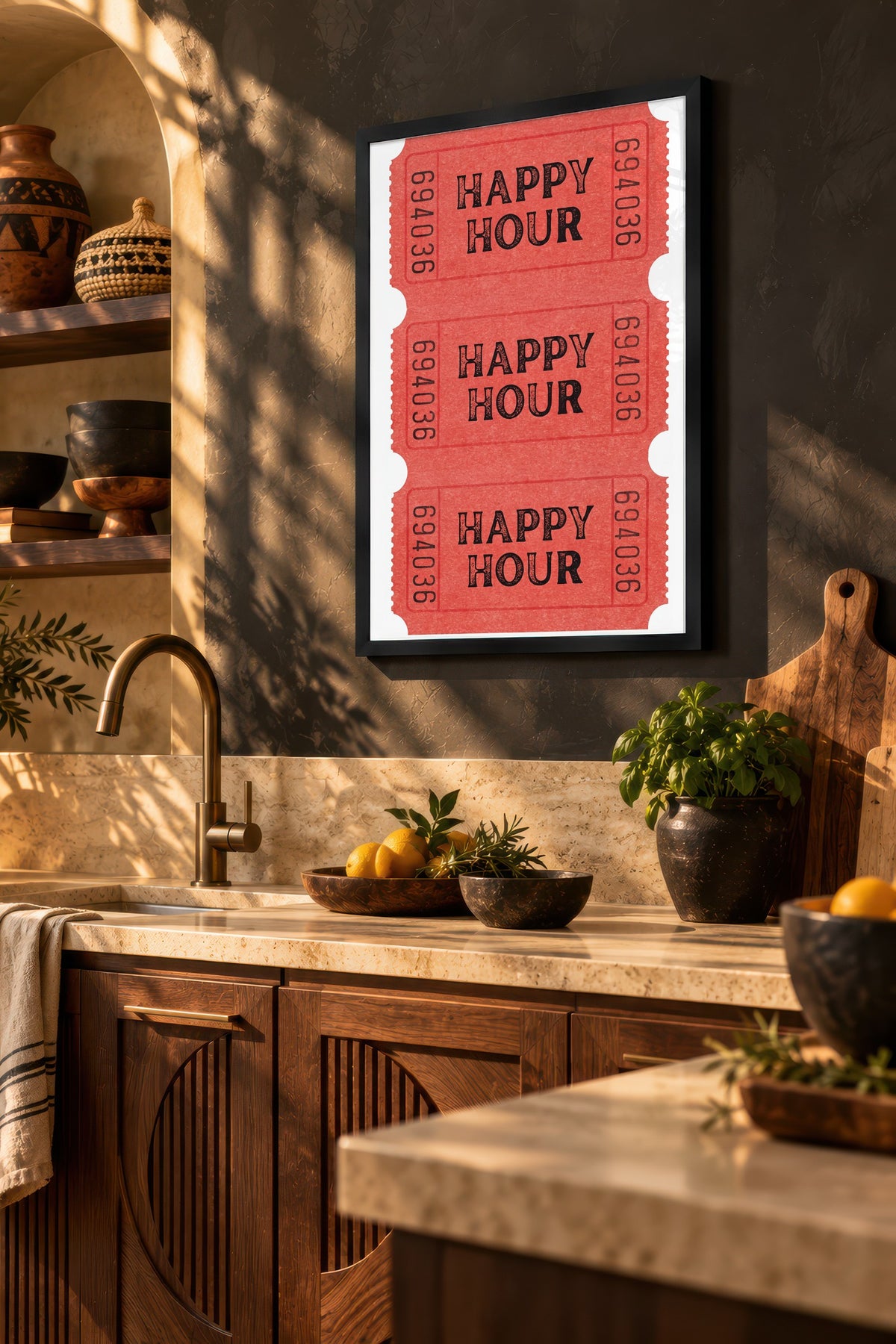 Happy Hour Bilet Serisi Poster – Siyah Çerçeveli Tablo