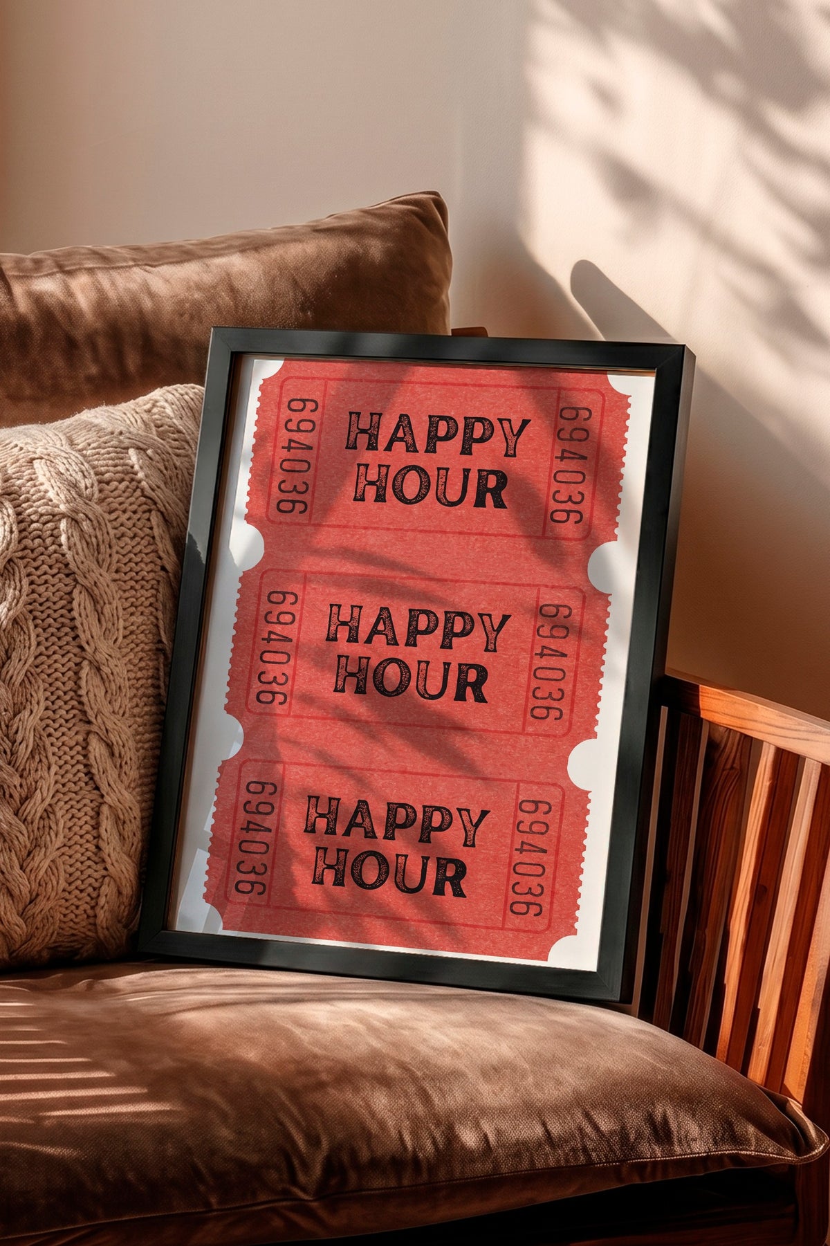 Happy Hour Bilet Serisi Poster – Siyah Çerçeveli Tablo