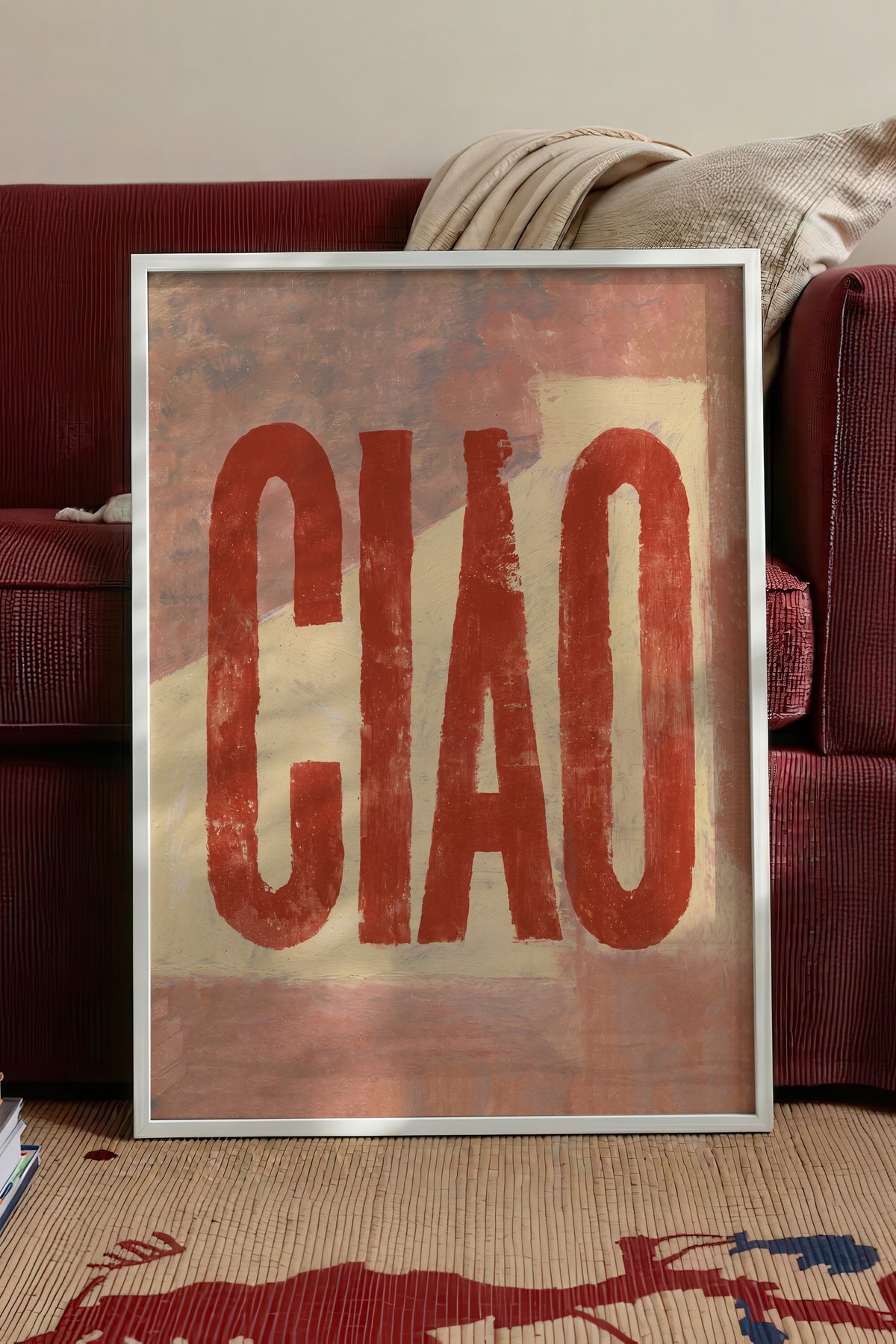 Ciao Tipografi Sanatı Poster – Beyaz Çerçeveli Tablo
