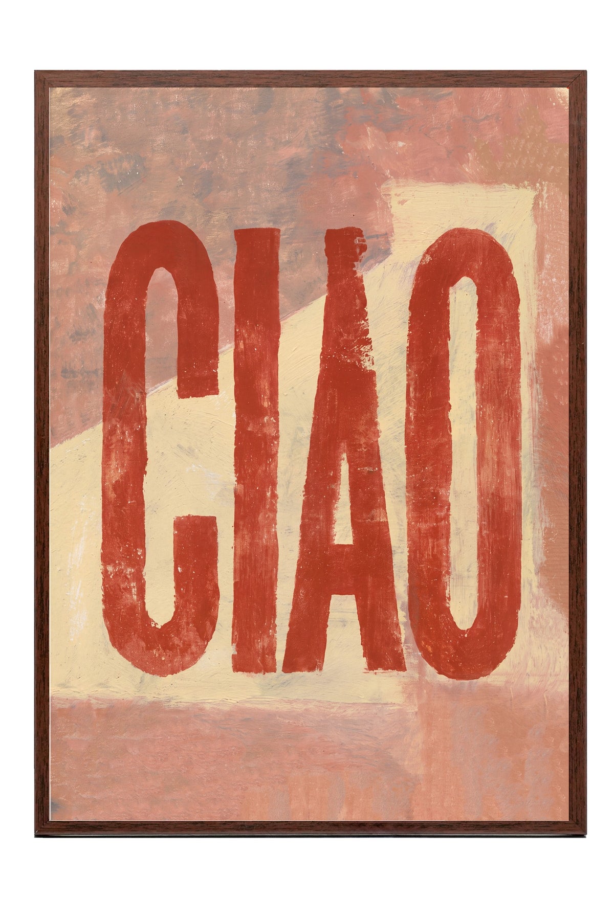 Ciao Tipografi Sanatı Poster – Kahverengi Çerçeveli Tablo
