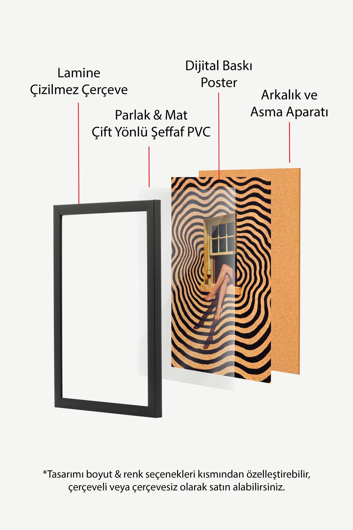Pencerede Bacaklar ve Şarap Poster – Siyah Çerçeveli Tablo