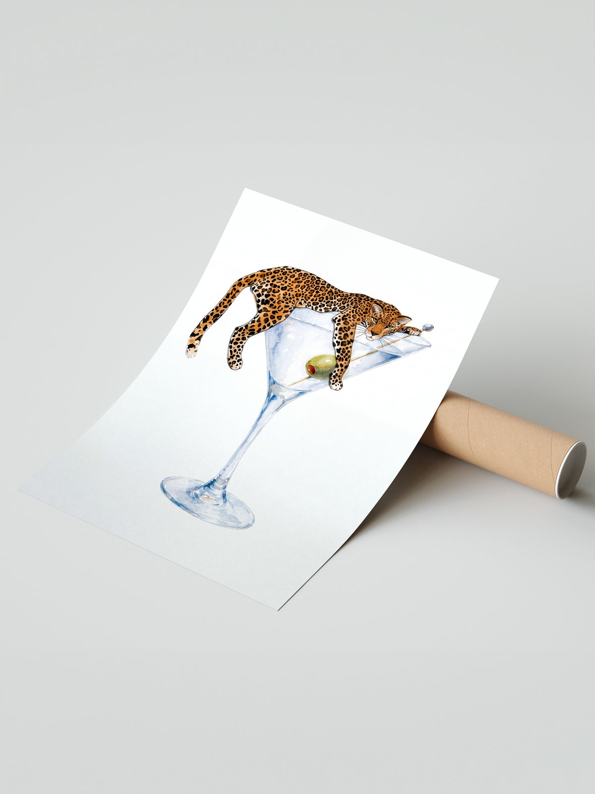 Martini Kadehinde Leopar Çerçevesiz Poster