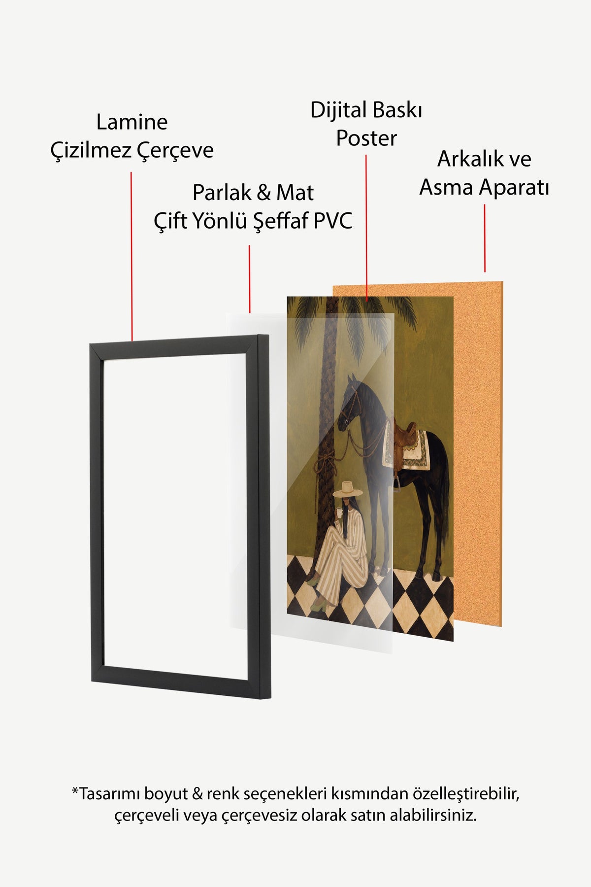 Palmiye Altında Kahve Molası Poster – Siyah Çerçeveli Tablo — NO:180295