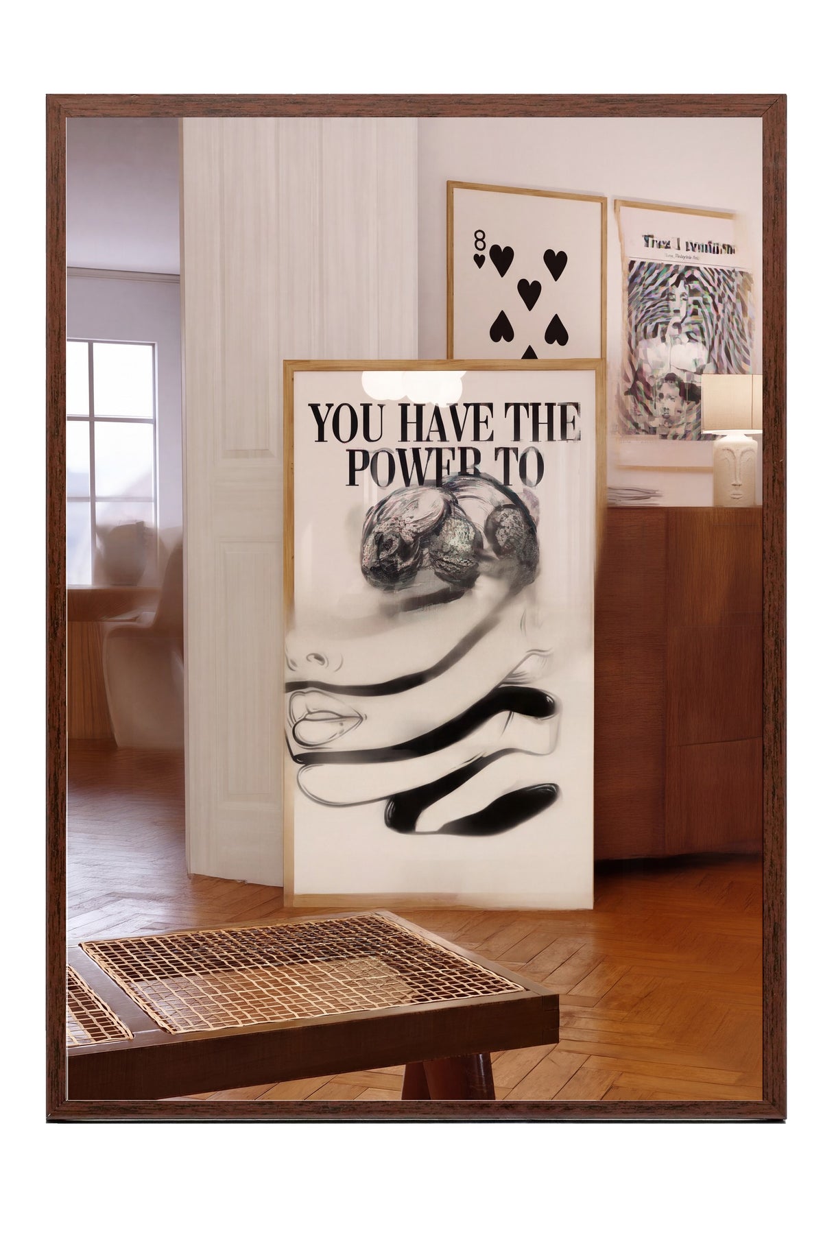 Gücün Elinde Tipografik Kompozisyon Poster – Kahverengi Çerçeveli Tablo