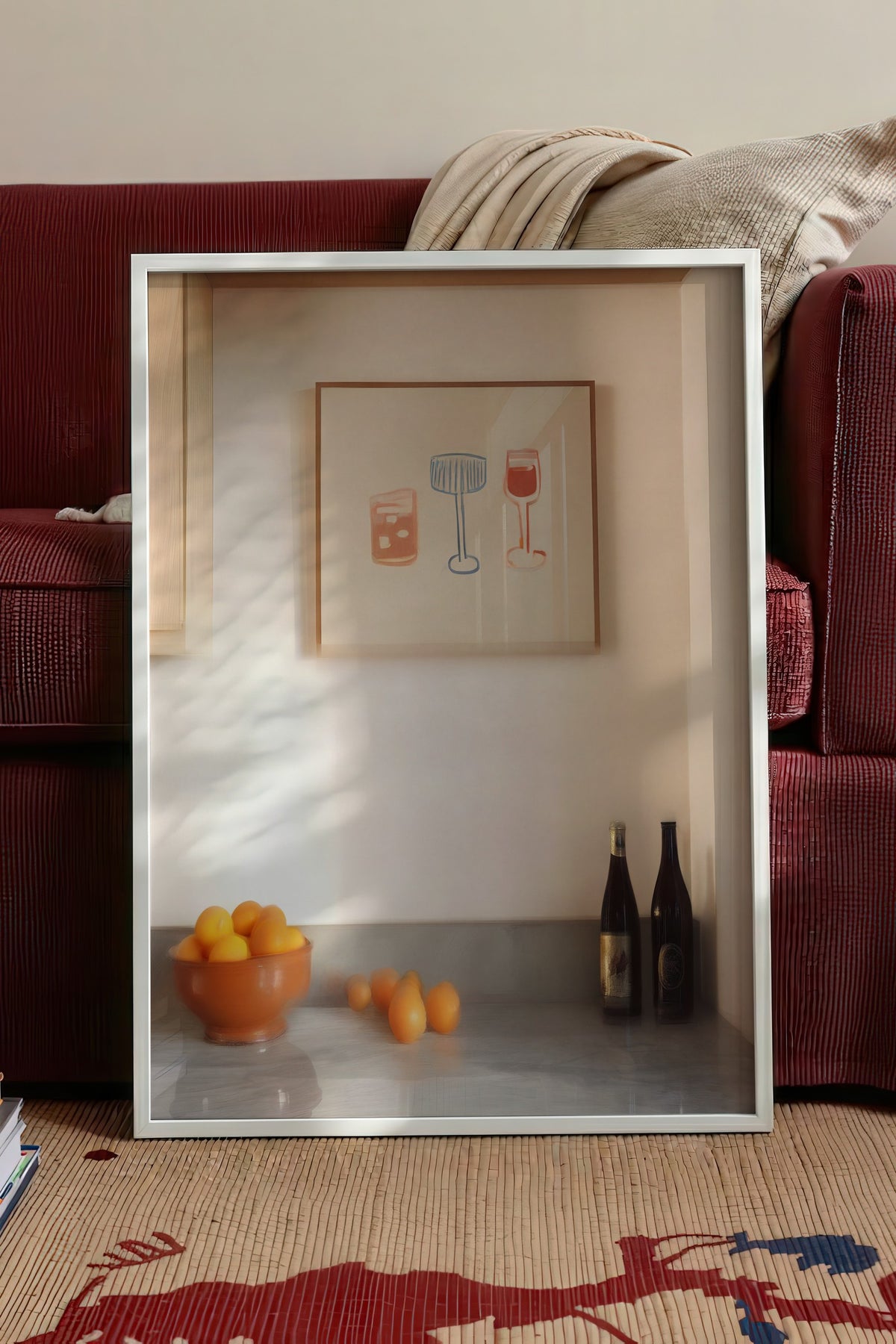 Kadeh ve Bardak İllüstrasyonu Poster – Beyaz Çerçeveli Tablo