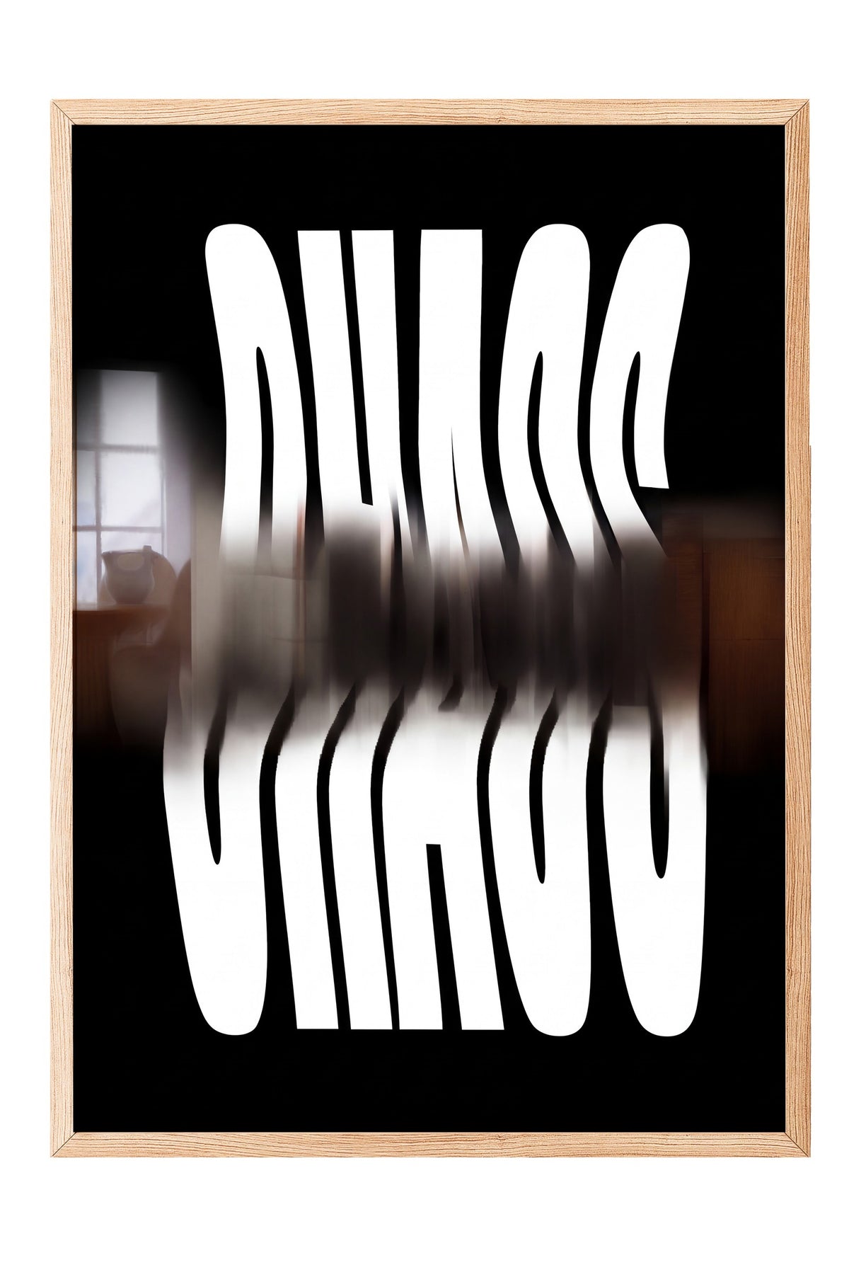 Bulanık Kaos Yazısı Poster – Ahşap Çerçeveli Tablo
