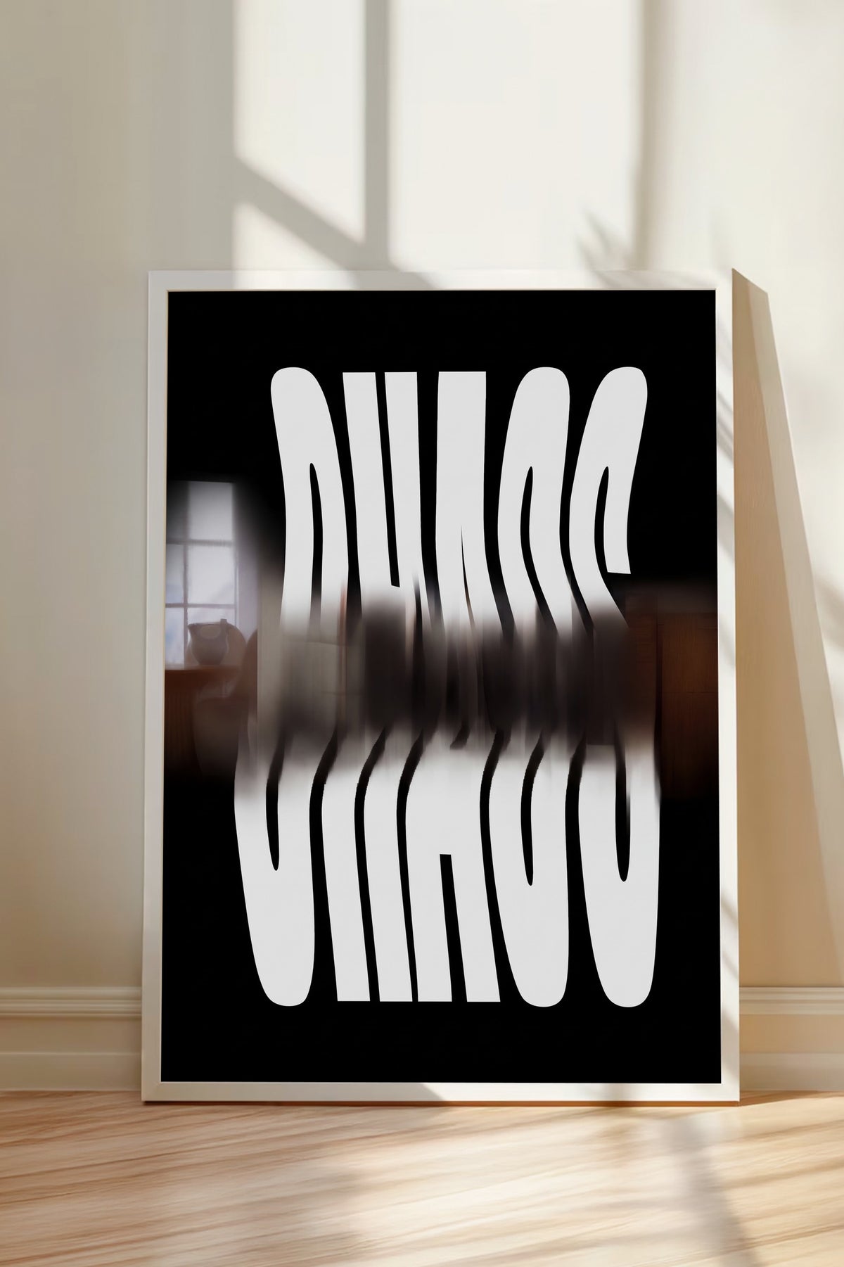 Bulanık Kaos Yazısı Poster – Beyaz Çerçeveli Tablo