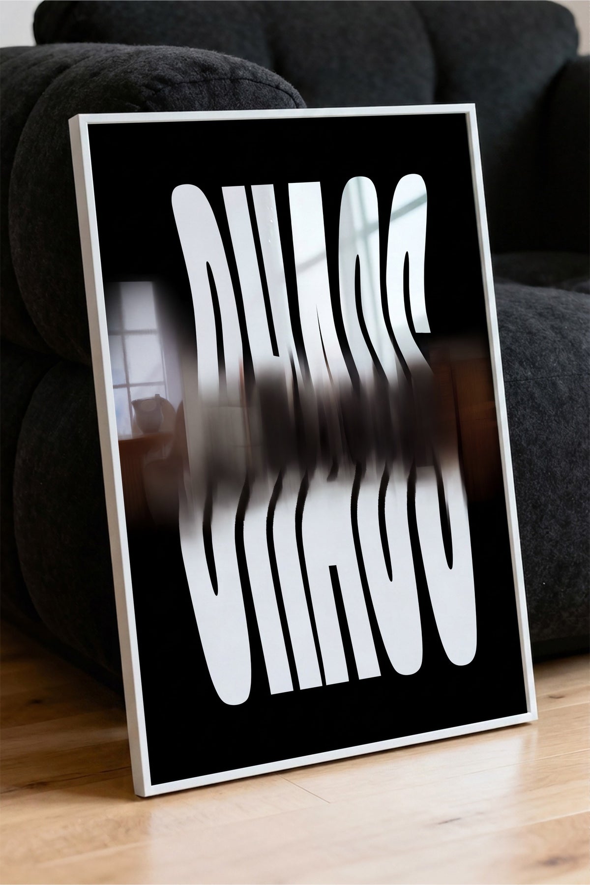 Bulanık Kaos Yazısı Poster – Beyaz Çerçeveli Tablo