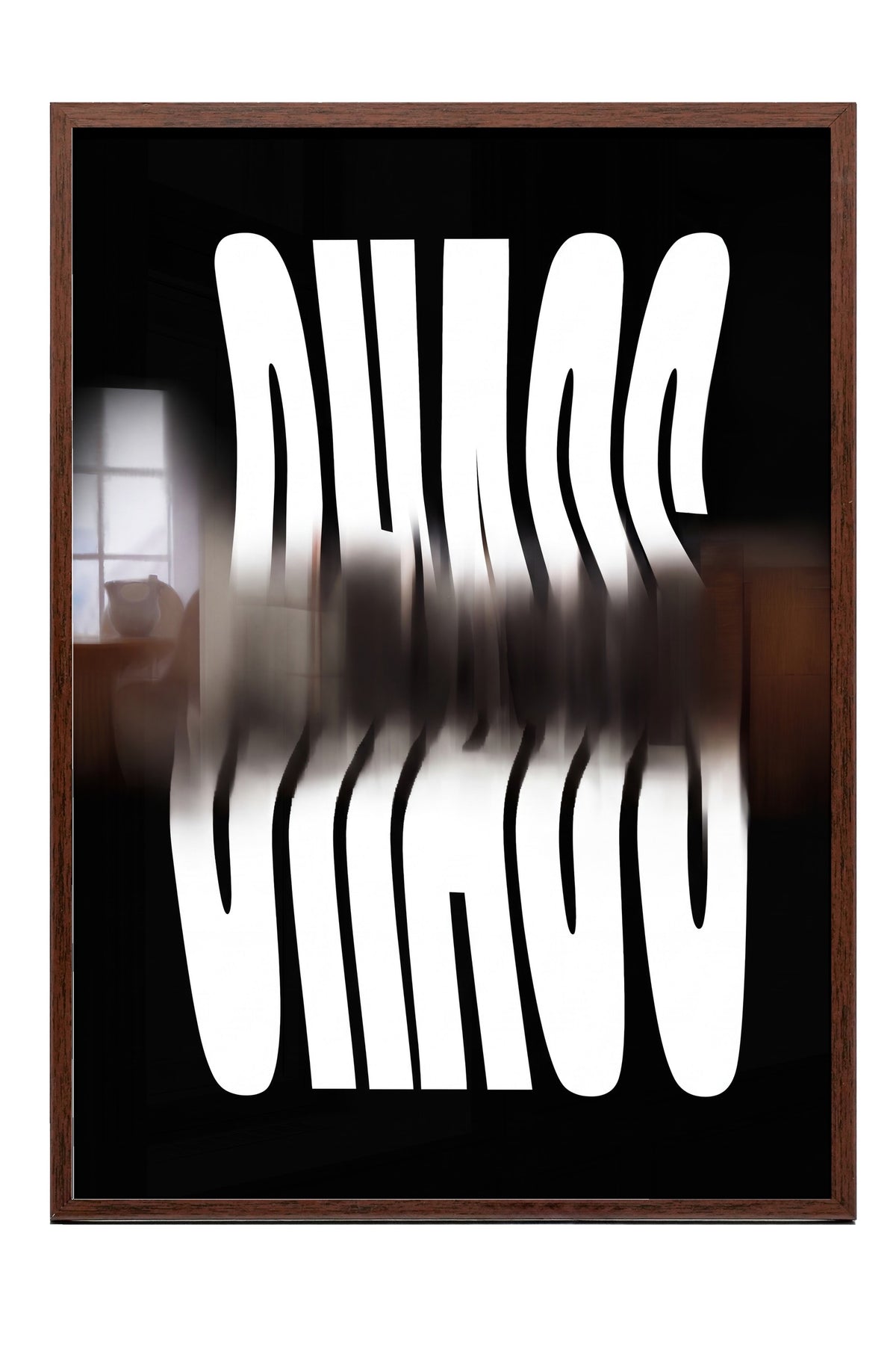 Bulanık Kaos Yazısı Poster – Kahverengi Çerçeveli Tablo