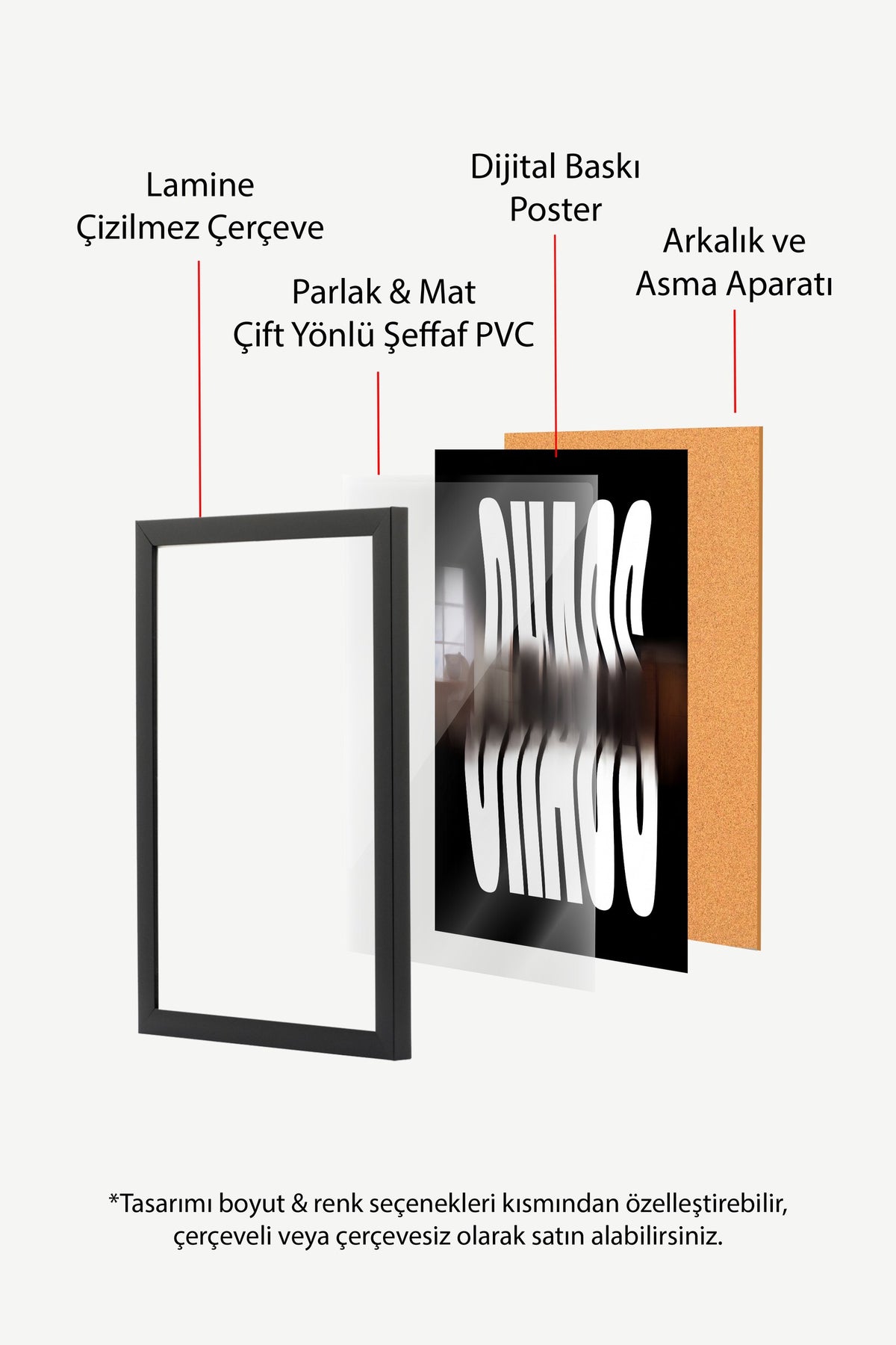 Bulanık Kaos Yazısı Poster – Siyah Çerçeveli Tablo